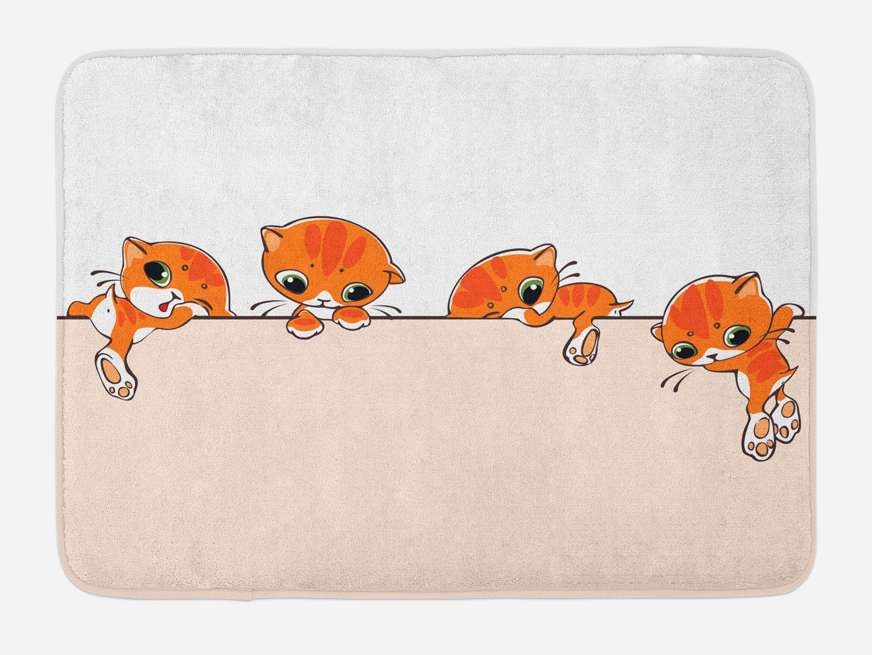 Ambesonne Non-Slip Plush Cat Bath Mat - Cute Kitties Jumping Over Walls Design, Soft Absorbent Bathroom Rug, 30.2