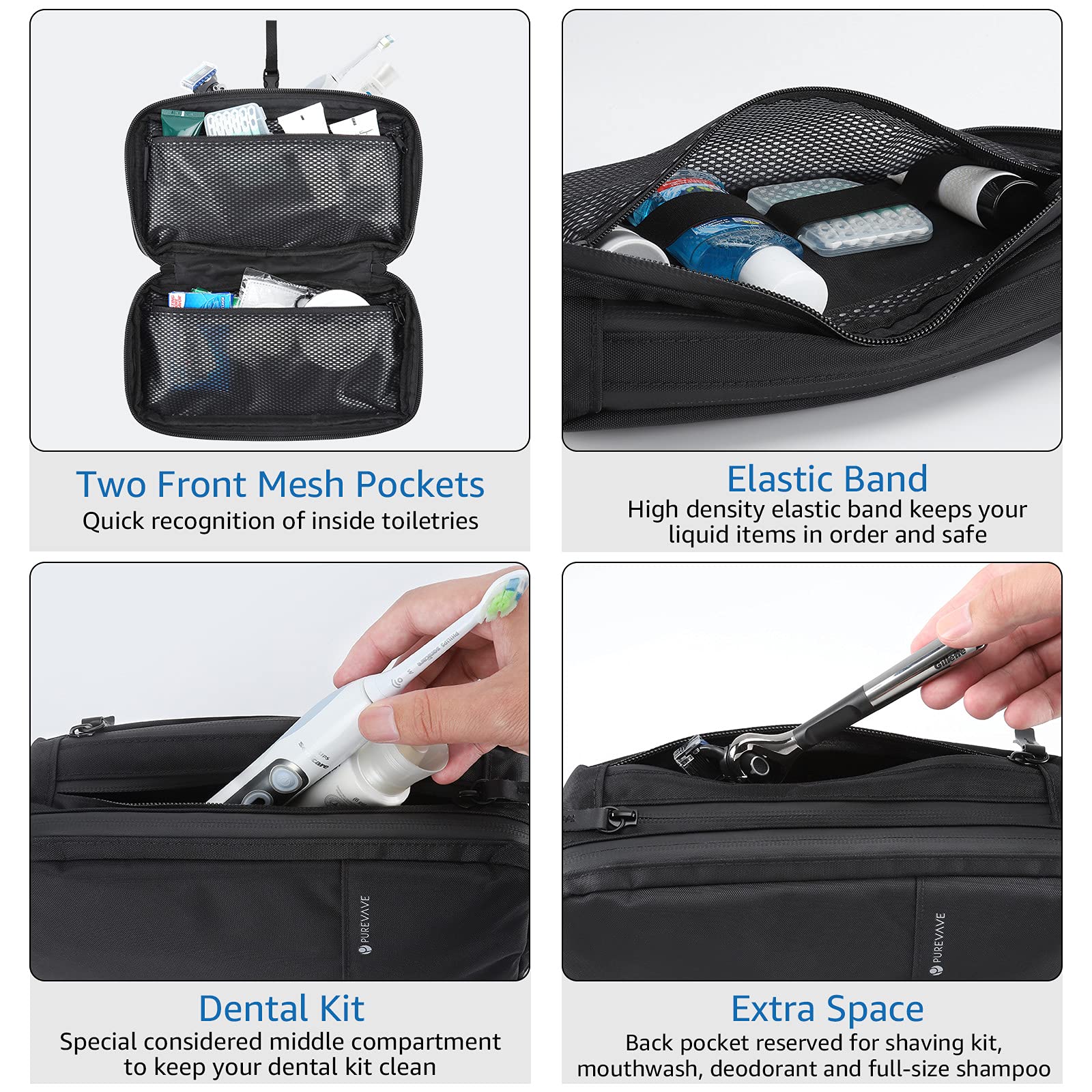 Compact Waterproof Men's Travel Toiletry Bag - Hanging Dopp Kit for Gym & Camping