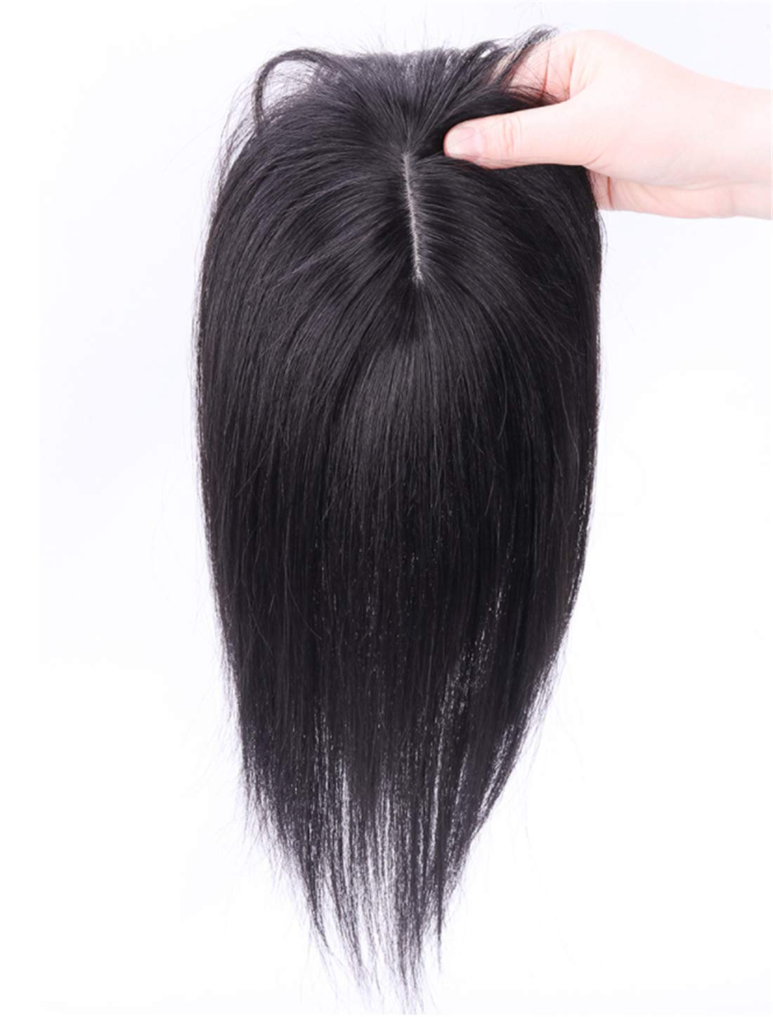 LXUE Real Human Hair Clip-In Topper with Bangs for Women – 12
