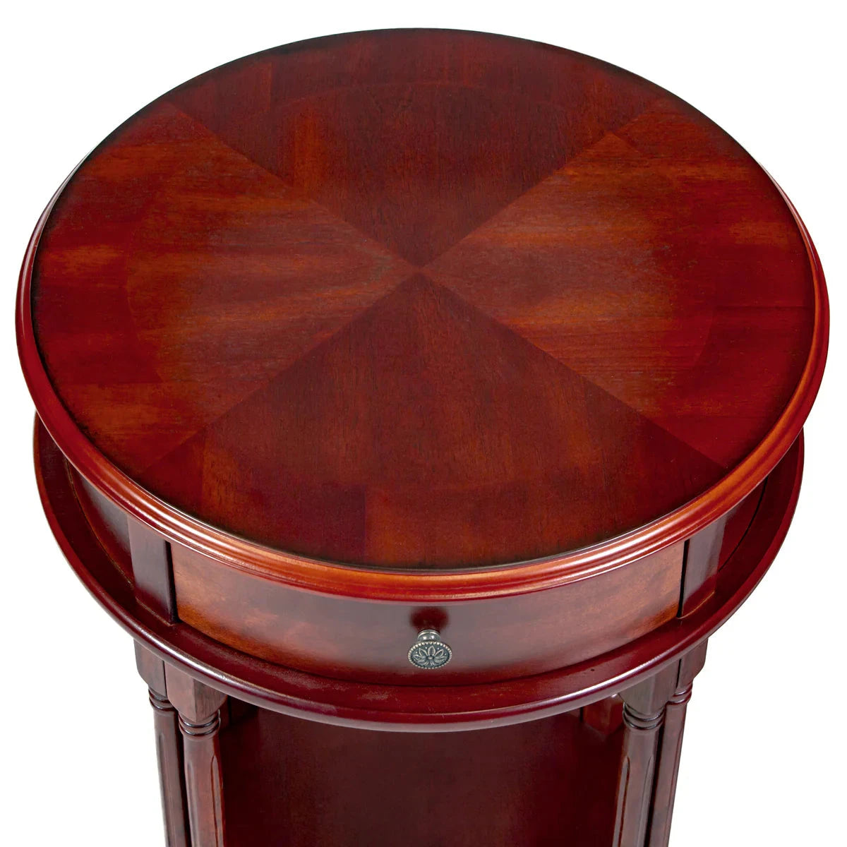 Round Accent Table with Cherry Finish - Solid Wood Side Table by All Things Cedar - Perfect for Living Room, Bedroom, or Entryway Decor
