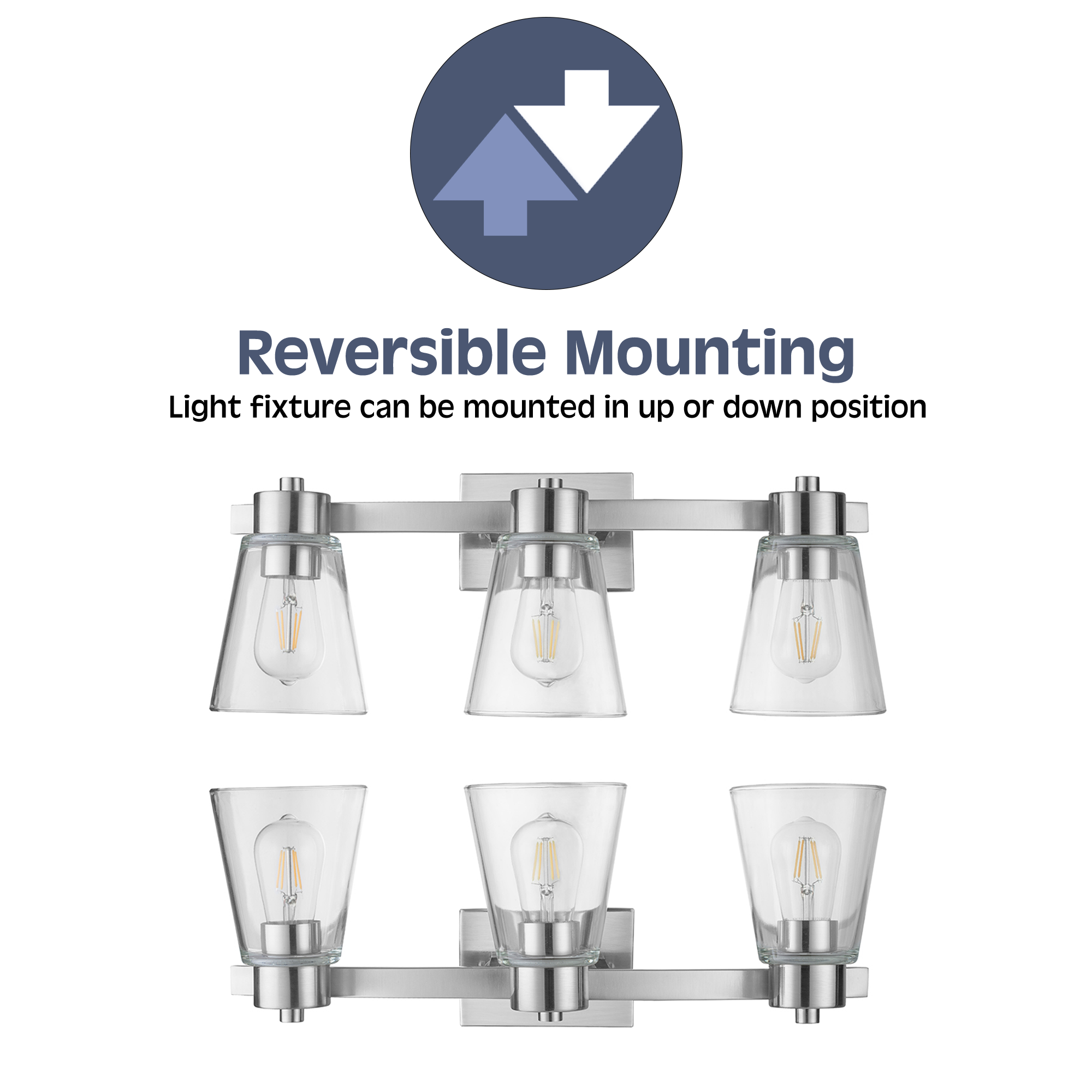 Fairendale 3-Light Brushed Nickel Vanity Light with Clear Glass Shades - Perfect for Bathroom, Bedroom, and Dressing Room Lighting