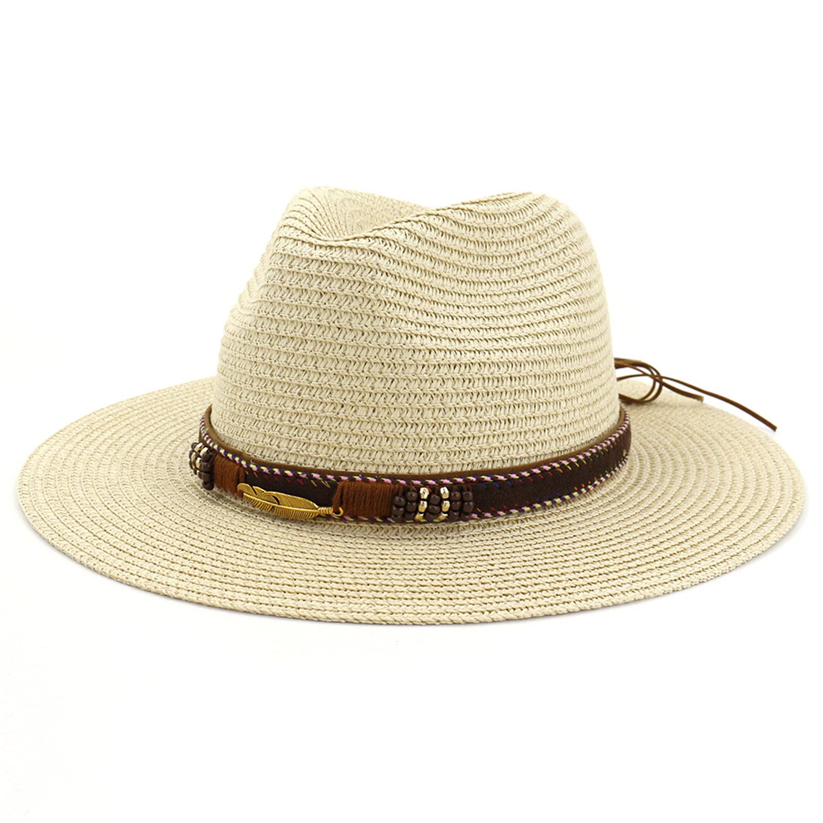 Women's Straw Fedora Hat - Wide Brim Summer Sun Hat with Belt Buckle - Fashionable Panama & Trilby Style - Perfect for Beach, Vacation, and Outdoor Activities