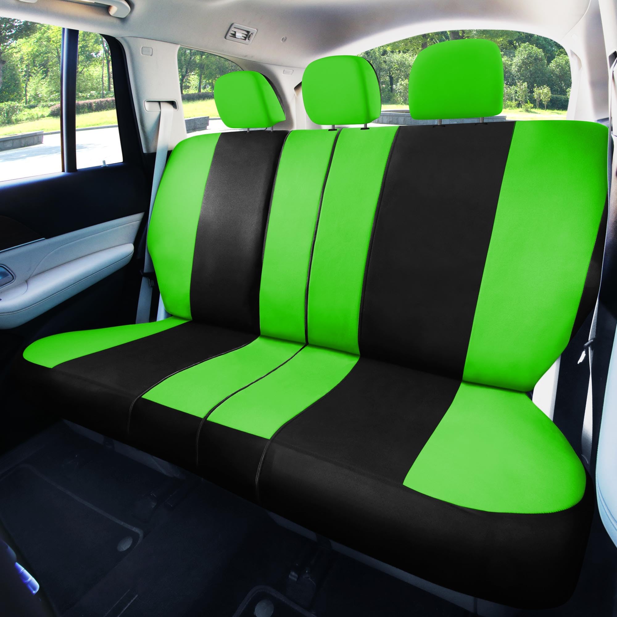 FH Group Light Breezy Green Car Seat Covers Combo Set - Universal Fit for Cars, Trucks & SUVs | Includes Luxe Carpet Floor Mats & Steering Wheel Cover | Perfect for Summer Driving & Interior Protection