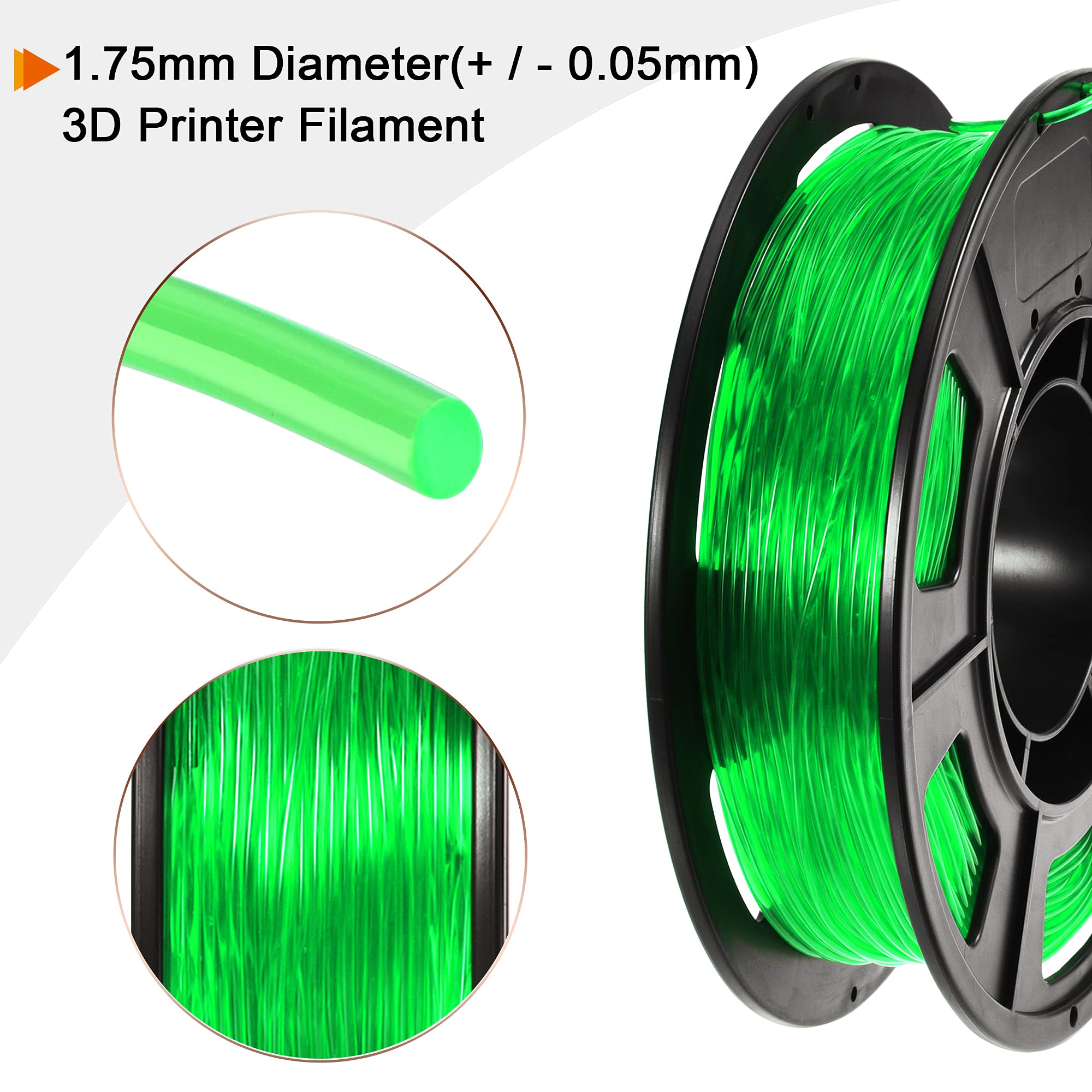 High-Quality 1.75mm TPU 3D Printer Filament - ±0.05mm Dimensional Accuracy - Vibrant Green Filament for Flexible Prints - Perfect for Cosplay, Phone Cases & Wearable Tech Projects