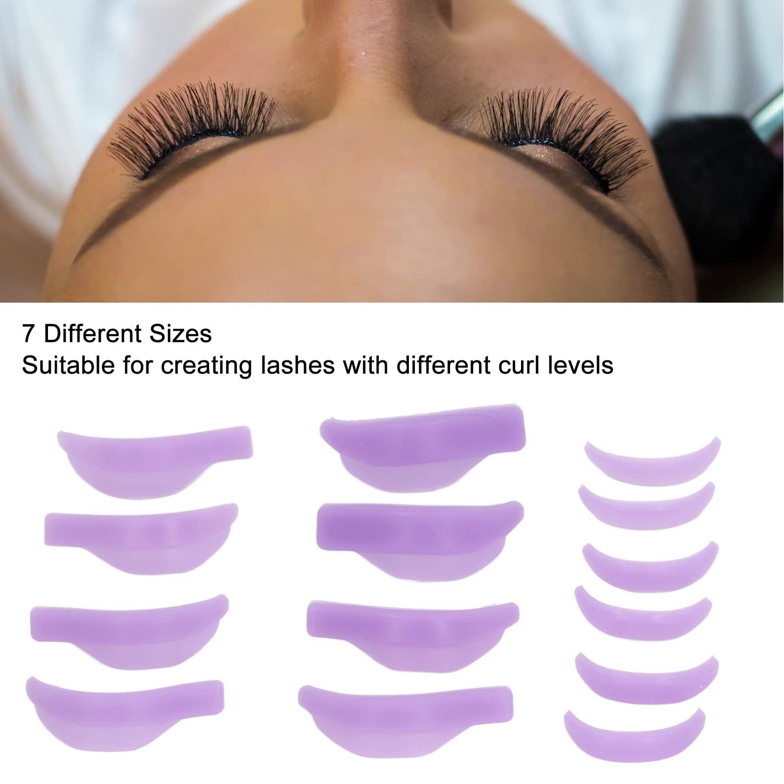 Professional Lash Lift Shields - 7 Sizes Silicone Eyelash Lift Pads for Salon & Home Use (Purple) | Safe, Ergonomic Design for Perfect Lash Lifting | Ideal for Beauty Salons, DIY Lash Treatments & Professional Stylists