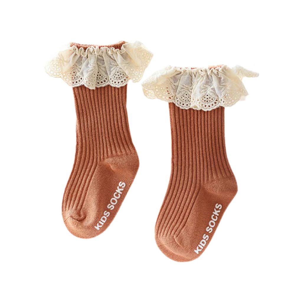 Newborn Toddler Kids Baby Girls Infant High Knee Knitted Socks - Cute Ruffle Lace Long Stockings for Fall Winter - Perfect for Holiday Outfits & Family Photos