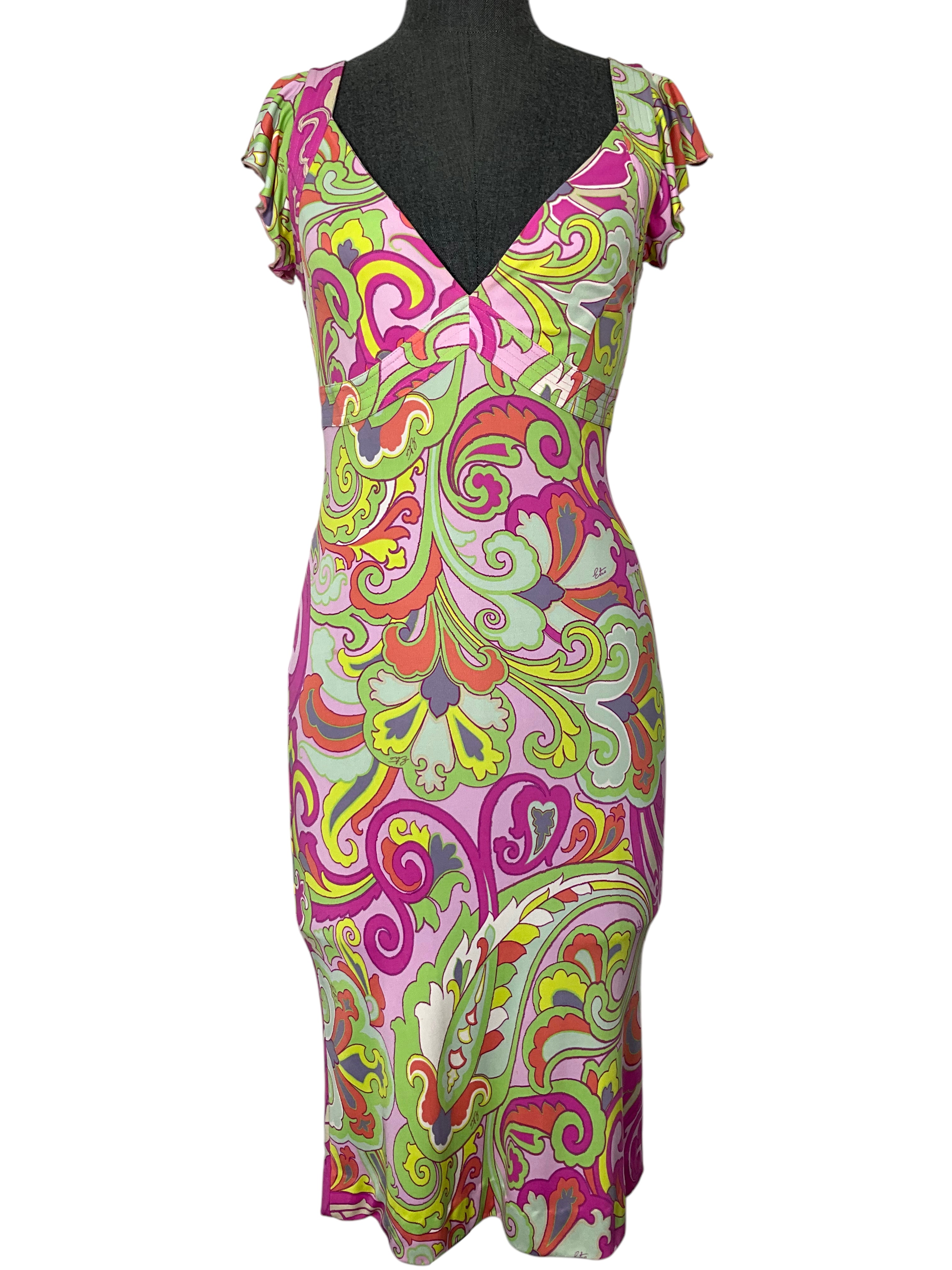 ETRO Women's Abstract Print Knee-Length Dress - Size 40 | Elegant Floral Design for Cocktail Parties, Weddings & Special Occasions