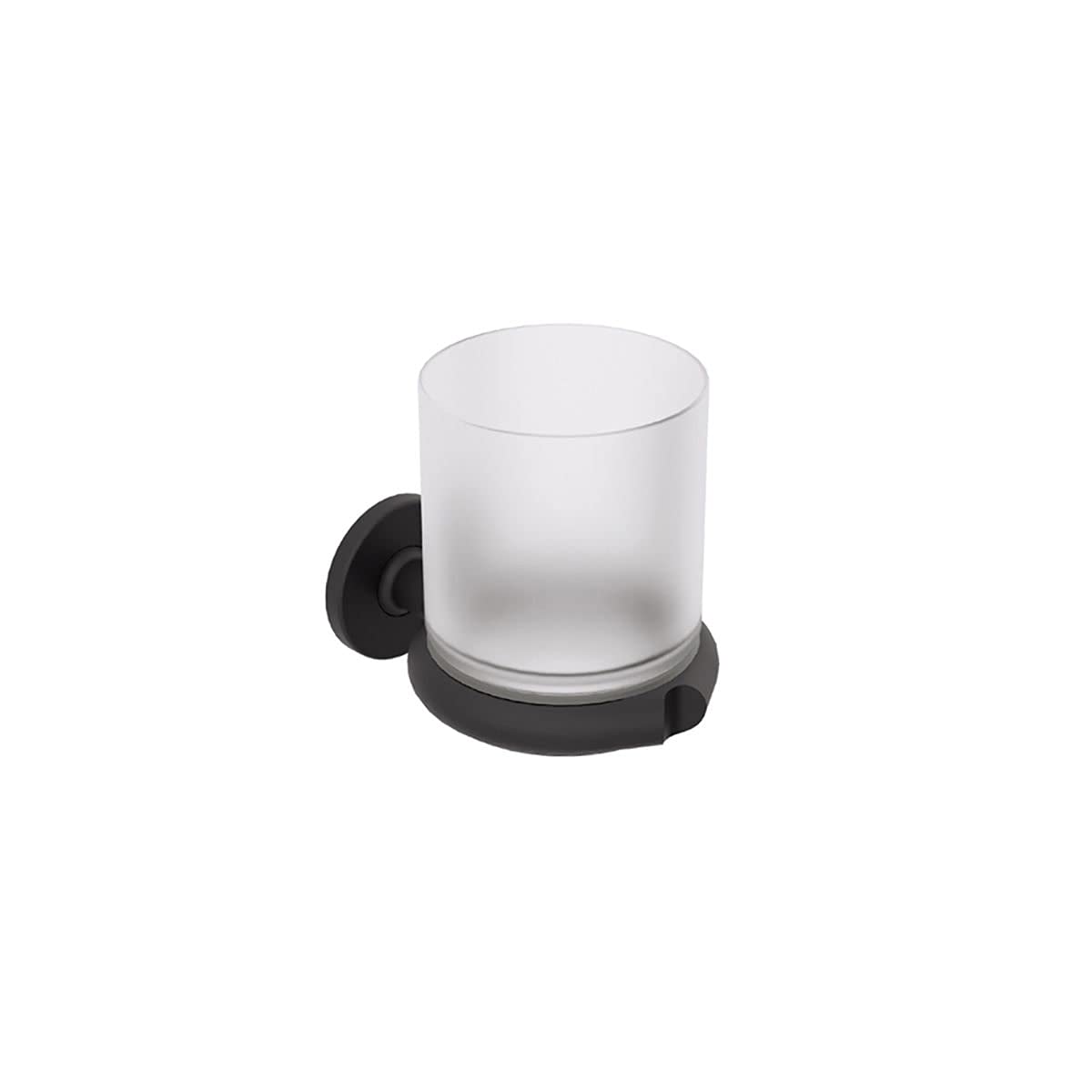 Sbeca 61101 Matte Black Wall Mounted Toothbrush Holder with Frosted Glass - Bathroom Organizer for Toothbrushes, Razors & Essentials | Modern Storage Solution for Small Spaces