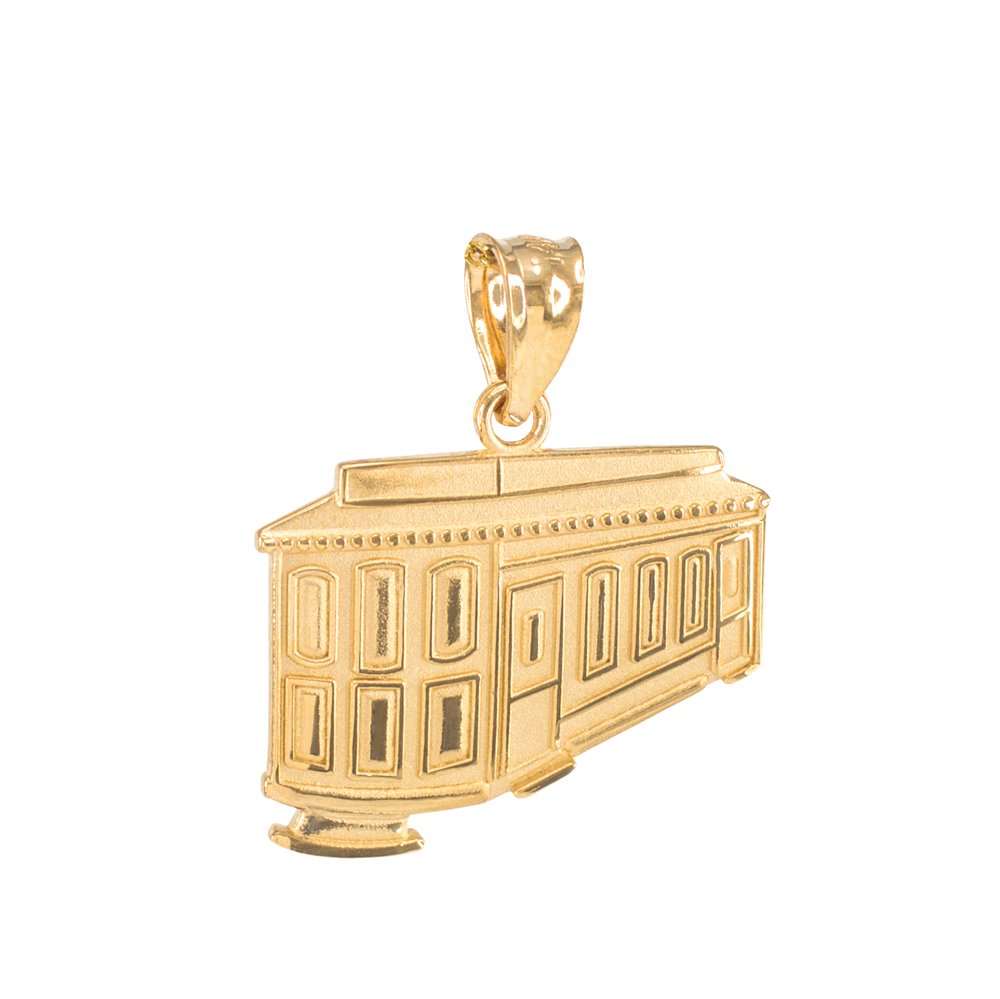 14K Gold San Francisco Cable Car Charm Pendant - Lucky Travel Jewelry Gift for Women - Perfect for Birthday, Anniversary & Graduation