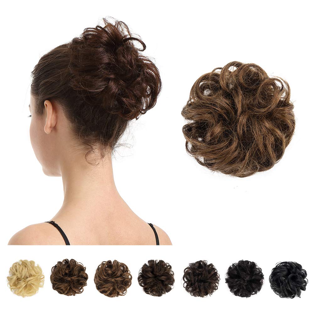 BARSDAR Chestnut Brown Human Hair Bun - Real Hair Bun Extensions for Women - Natural Bun Scrunchie Updo Chignon for Daily Use - Medium Size - Perfect for Work, Parties & Special Occasions