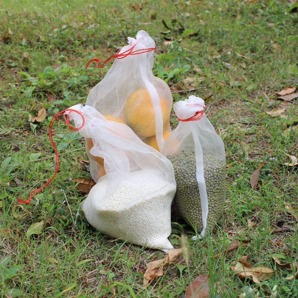 Maius 100 Pack 4x6 Inch Reusable Nylon Mesh Bags with Drawstring - Fruit Protection Bags for Plants, Seeds, Flowers & Vegetables | Garden Pest Control, Harvest Storage & Organizing Small Items