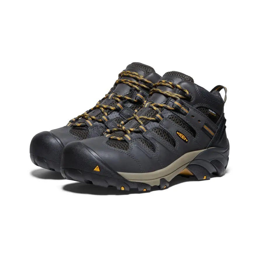 **Keen Lansing Steel Toe Work Boots - Waterproof, Safety Toe, Raven/Tawny Olive - Ideal for Construction, Warehouse & Outdoor Work**