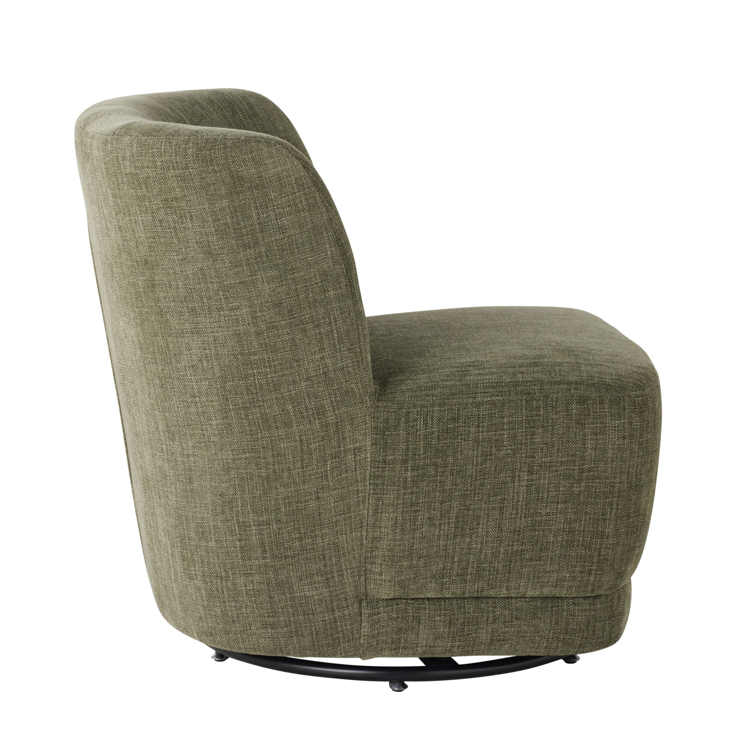 Amala Swivel Occasional Chair - Modern Fern Green Woven Fabric Accent Chair for Living Room, Bedroom, or Office - Perfect for Reading Nook, Lounge Area & Home Decor