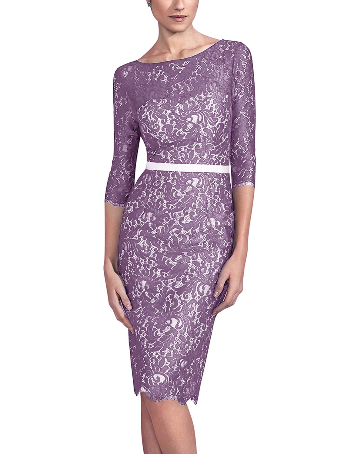 Newdeve Elegant Lace Mother of The Bride Dress - Tea Length Sheath Wedding Gown for Formal Occasions | Perfect for Weddings, Receptions & Special Events
