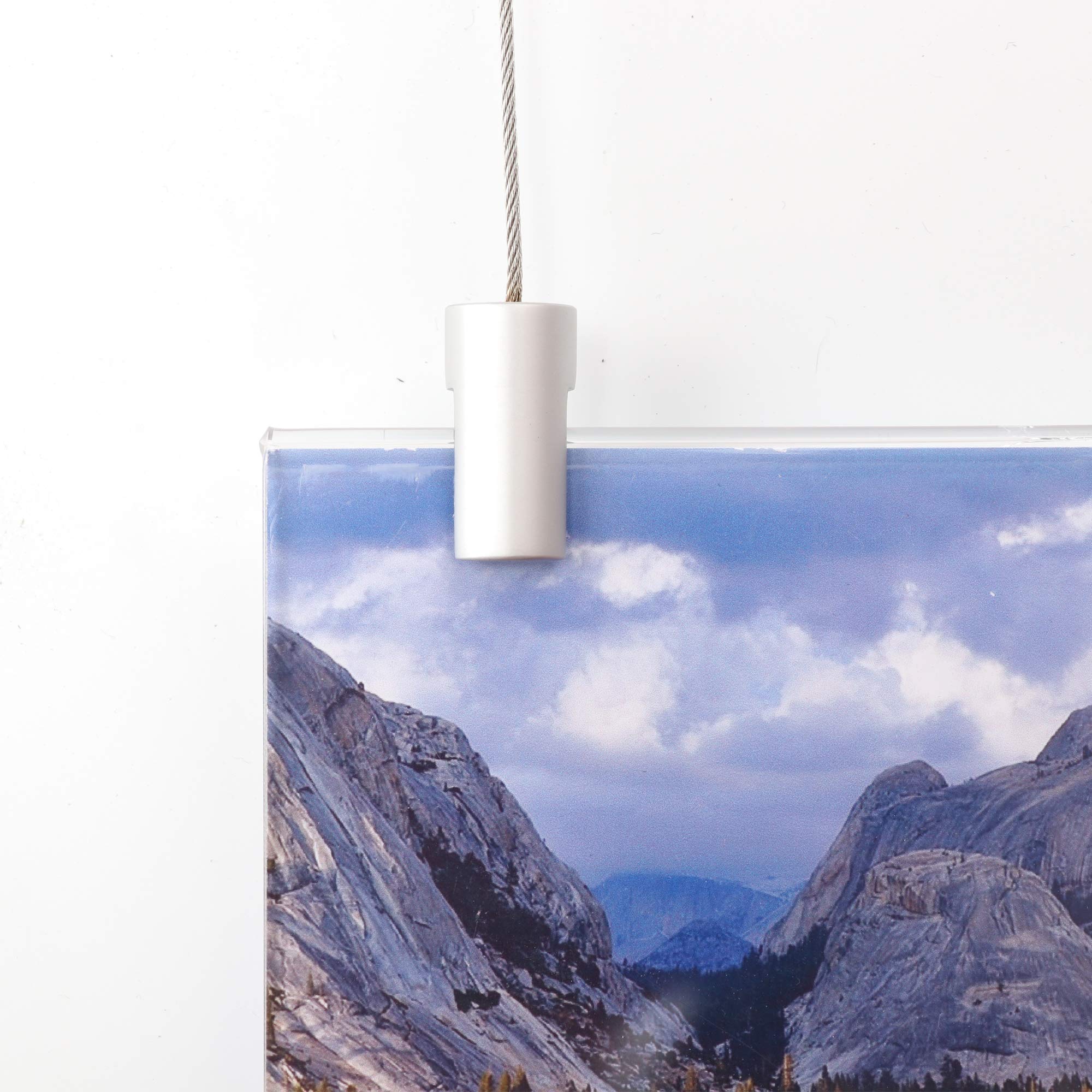Aluminum Ceiling Sign Hanger - Heavy Duty Display Hooks for Large Pictures, Billboards, Sign Boards & Frames (2 Pack, Silver) - Perfect for Retail Stores, Galleries & Trade Show Displays