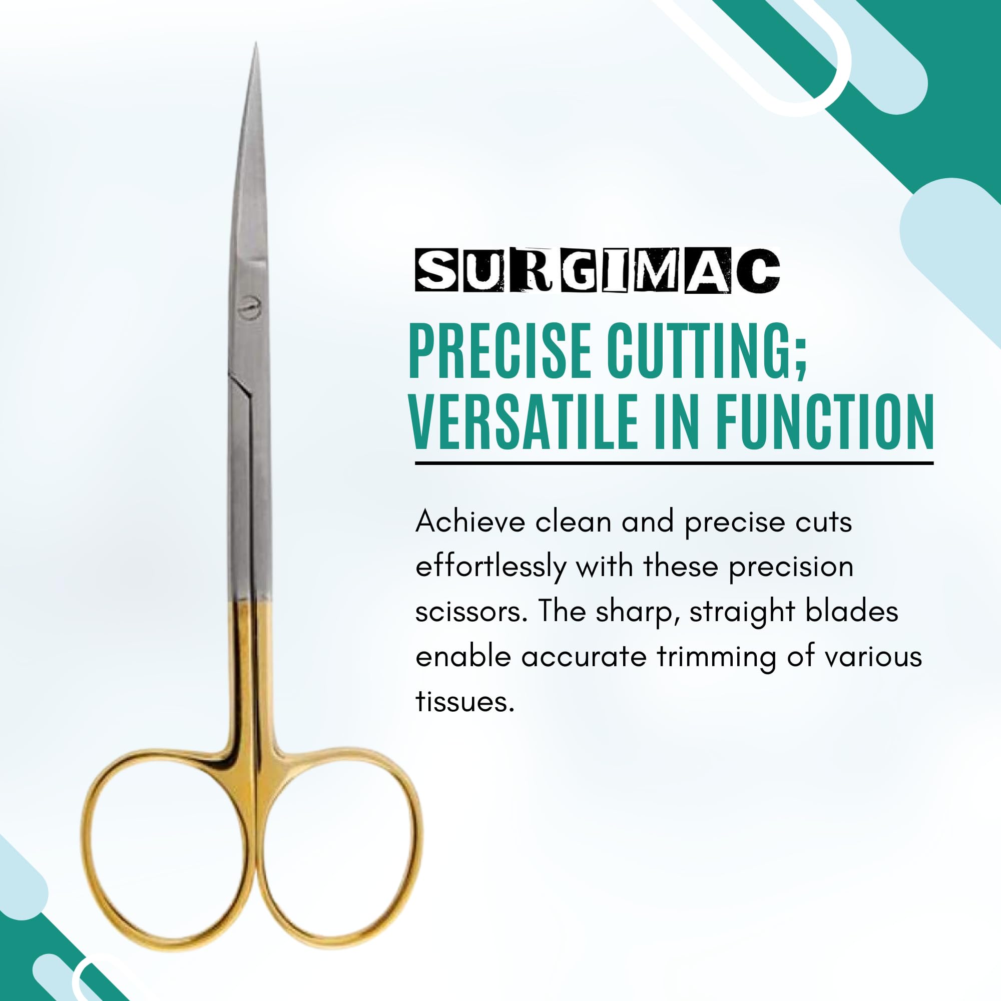 Premium Iris Scissors - Straight Tip Surgical Scissors for Precision Cutting | Sharp Stainless Steel Dissection Scissors with Non-Slip Gold Handle | Ideal for Dental Procedures, Medical Labs & Crafting Projects