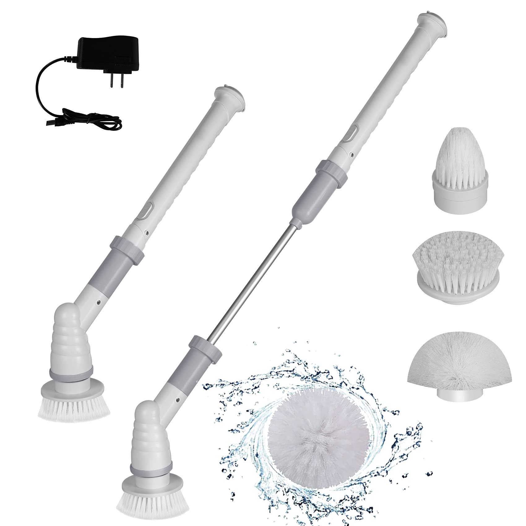 Electric Spin Scrubber - Cordless Shower Cleaning Brush with 3 Replaceable Heads & Extension Handle for Bathroom, Kitchen, Tile, Floor & Wall Cleaning | Perfect for Deep Cleaning Showers, Bathtubs, Grout & Hard-to-Reach Areas