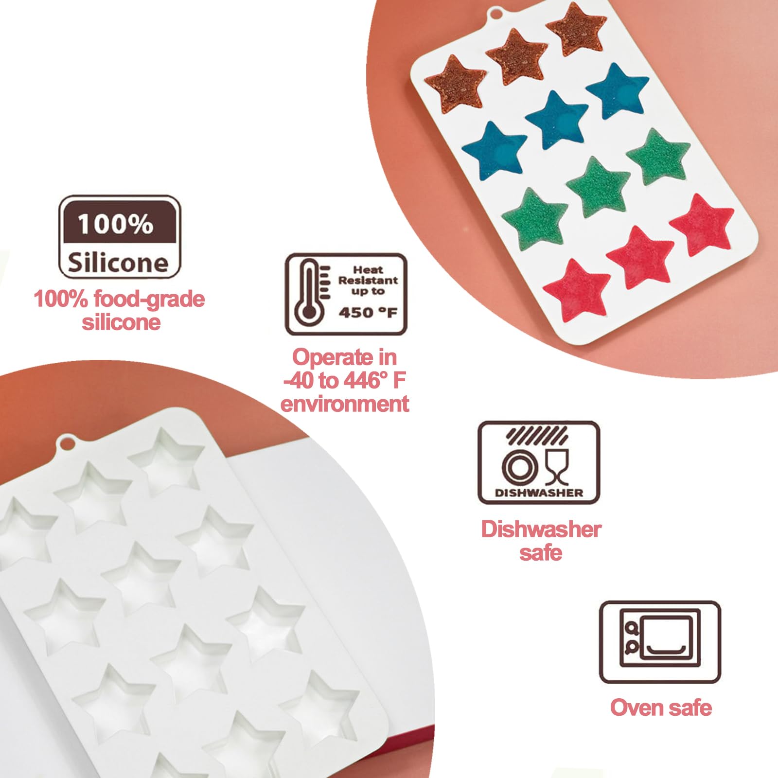 Premium Silicone Star Mold for Chocolate, Candy, Gummies, Jello, Pudding, Soap & Cookies - 4th of July Baking & Party Decorations - Perfect for DIY Desserts, Holiday Treats & Craft Projects (1pc)