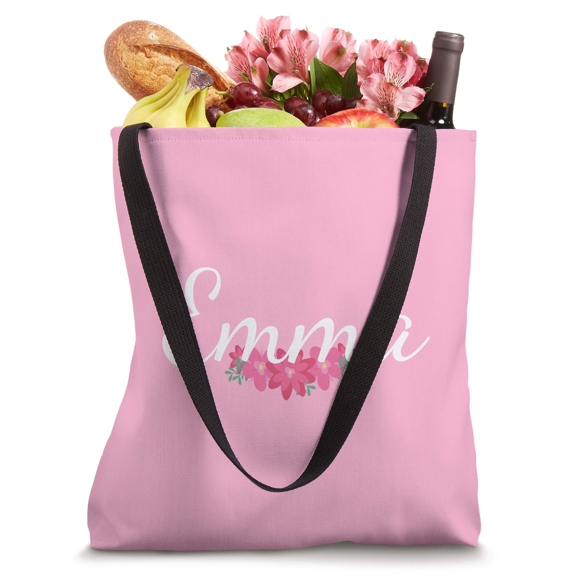 Personalized Emma Floral Pink Tote Bag - Custom Name Gift for Women, Girls | Perfect for Shopping, Beach Trips & Everyday Use