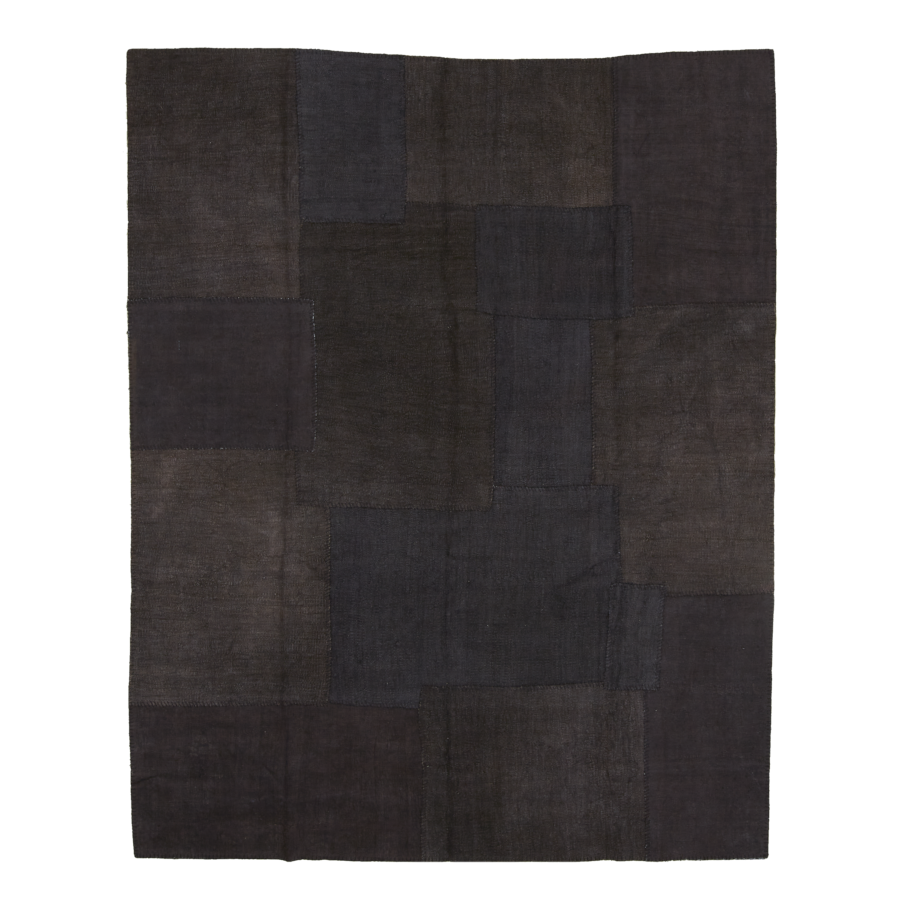 Vintage Patchwork Kilim Rug 1860 - Black Bohemian Style Handmade Wool Carpet for Living Room, Bedroom & Boho Decor