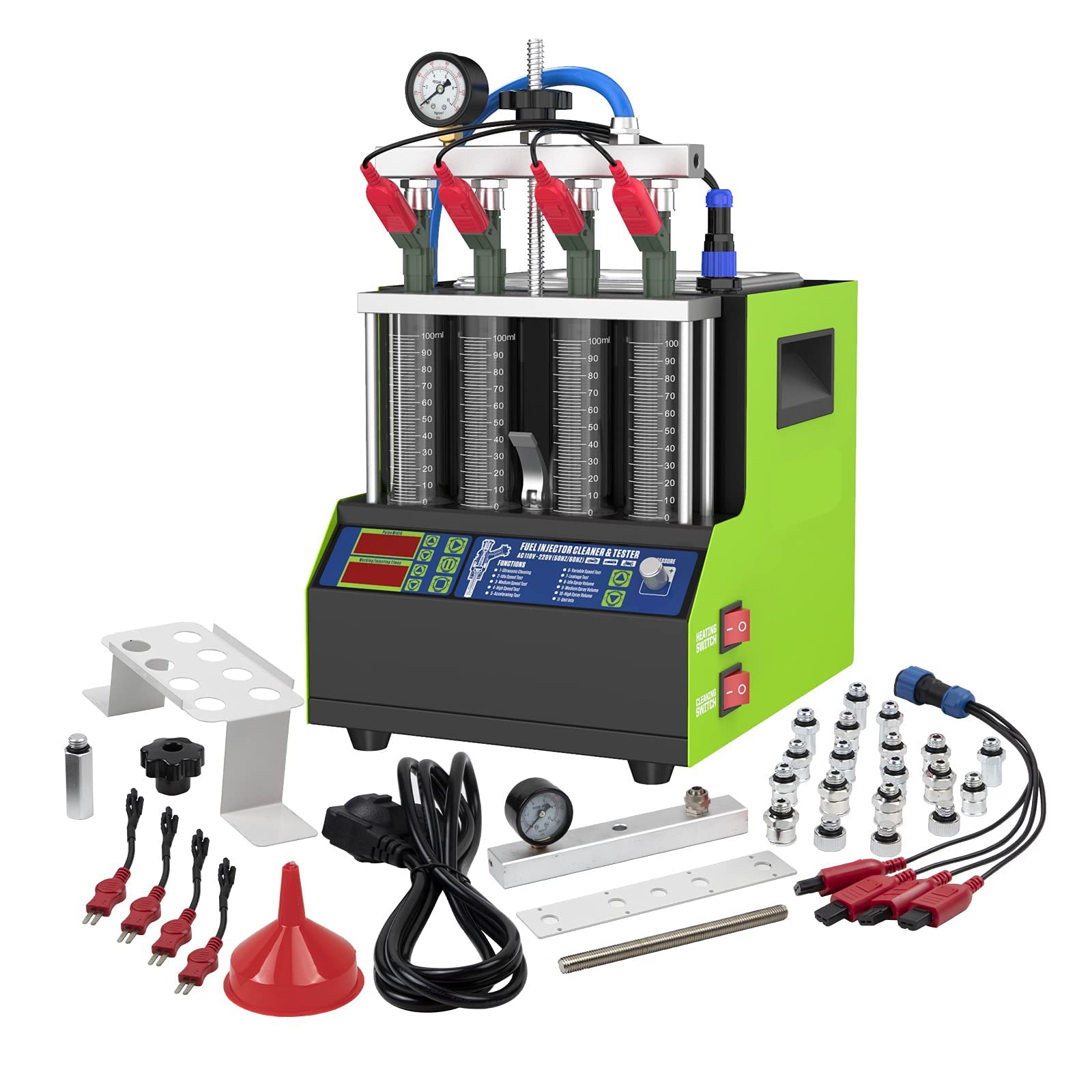 MR CARTOOL Ultrasonic Fuel Injector Cleaner & Tester Kit - 4 Cylinder Automotive Cleaning Tool with Spark Plug Tester & Leak Detection for Car, Motorcycle - Professional Auto Repair Shop & DIY Maintenance Solution