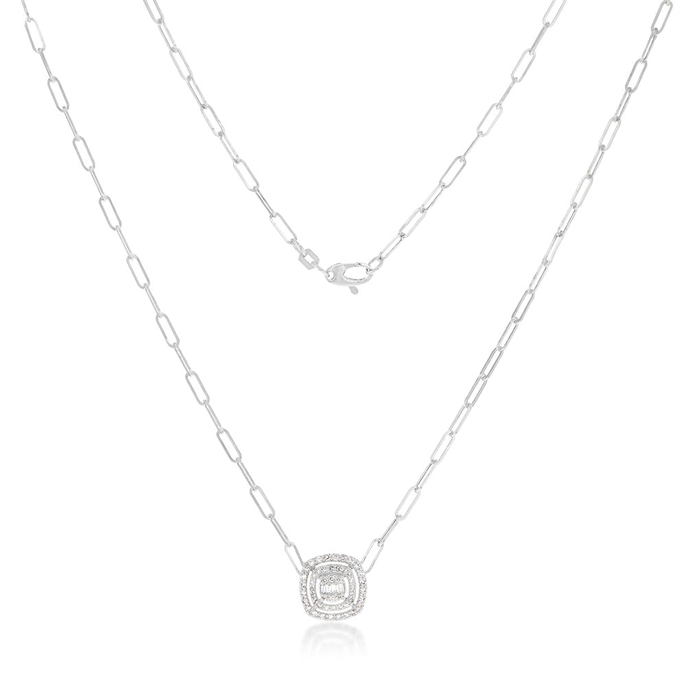 14ct White Gold 1/2 Carat Diamond Pendant Necklace - 45cm Chain for Women, Elegant Jewelry Gift for Anniversary, Valentine's Day & Special Occasions