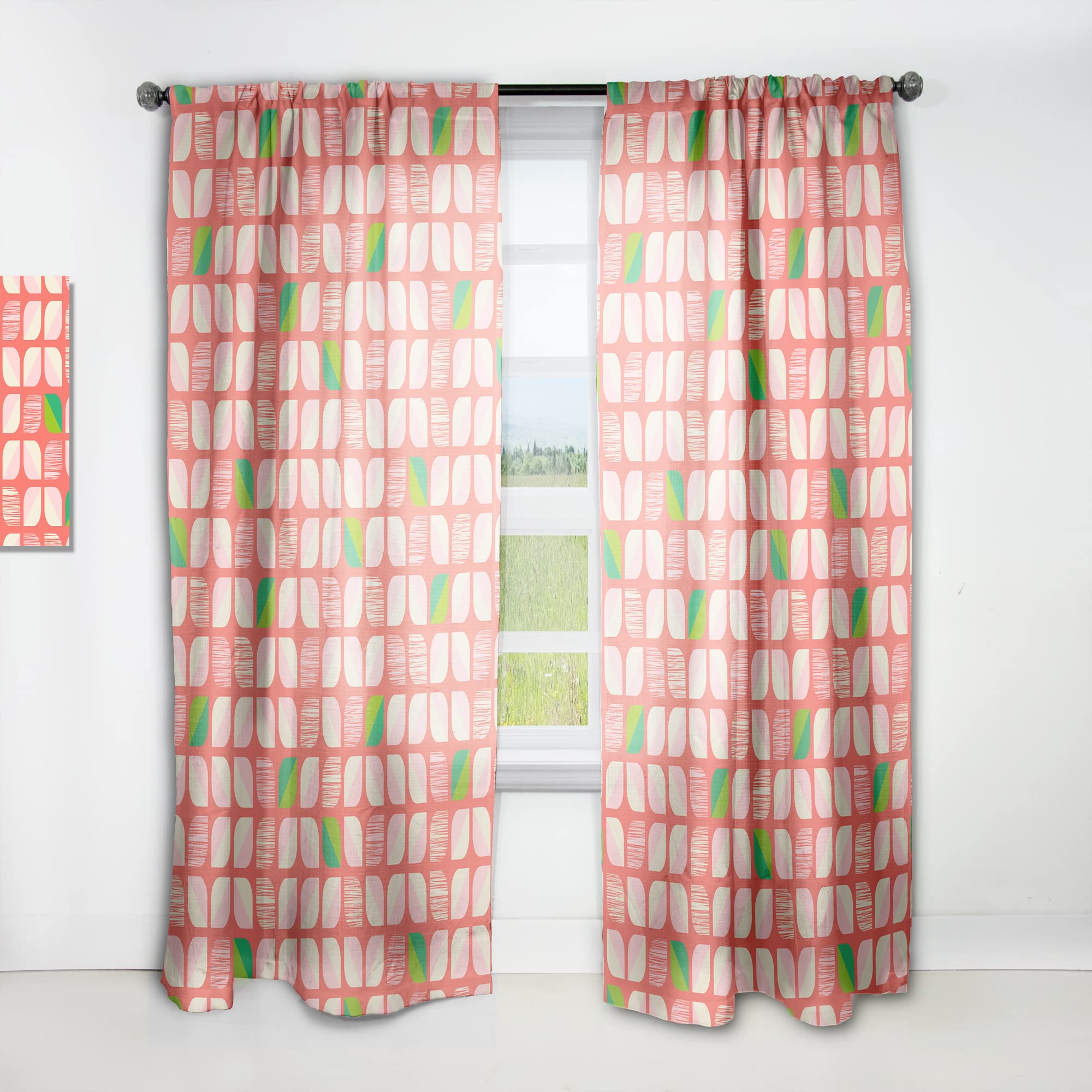 Abstract Retro Geometric Pattern Blackout Curtains - Thermal Insulated Single Panel 52x84 Inches - Bedroom & Living Room Window Drapes for Home Decor, Noise Reduction & Light Blocking