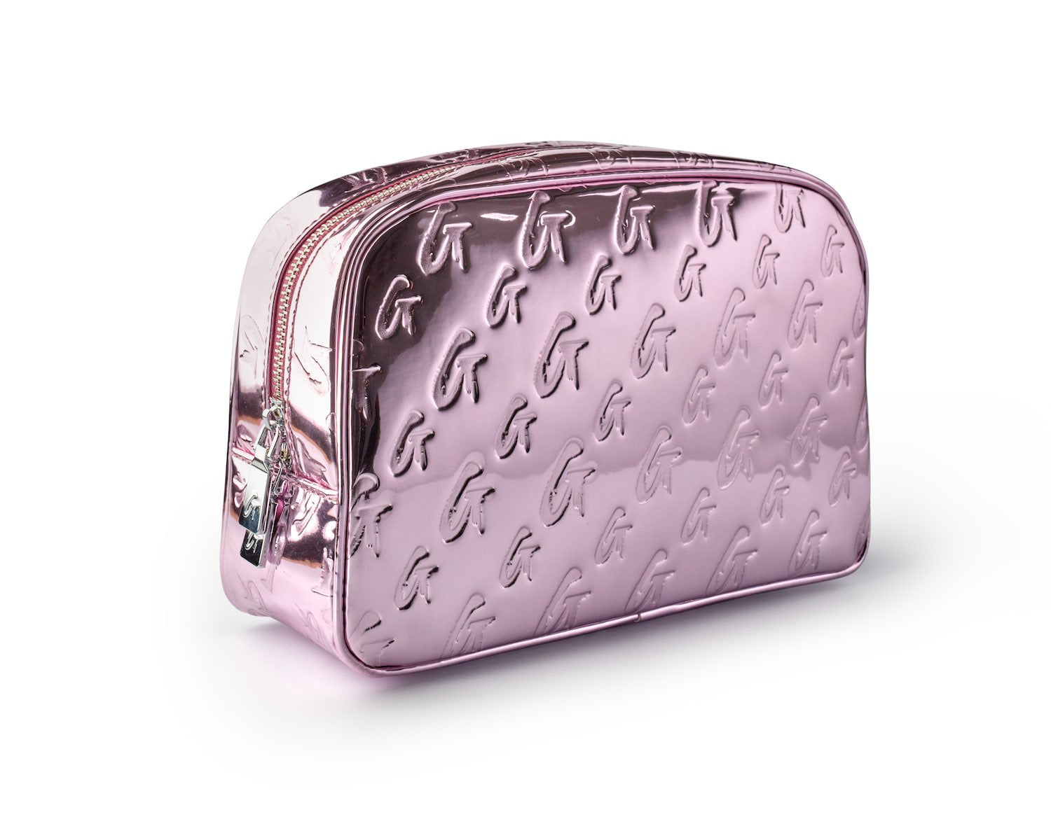 Small Metallic Monogram Toiletry Bag - Metallic Pink for Travel, Gym & Makeup Organization | Personalized Cosmetic Pouch