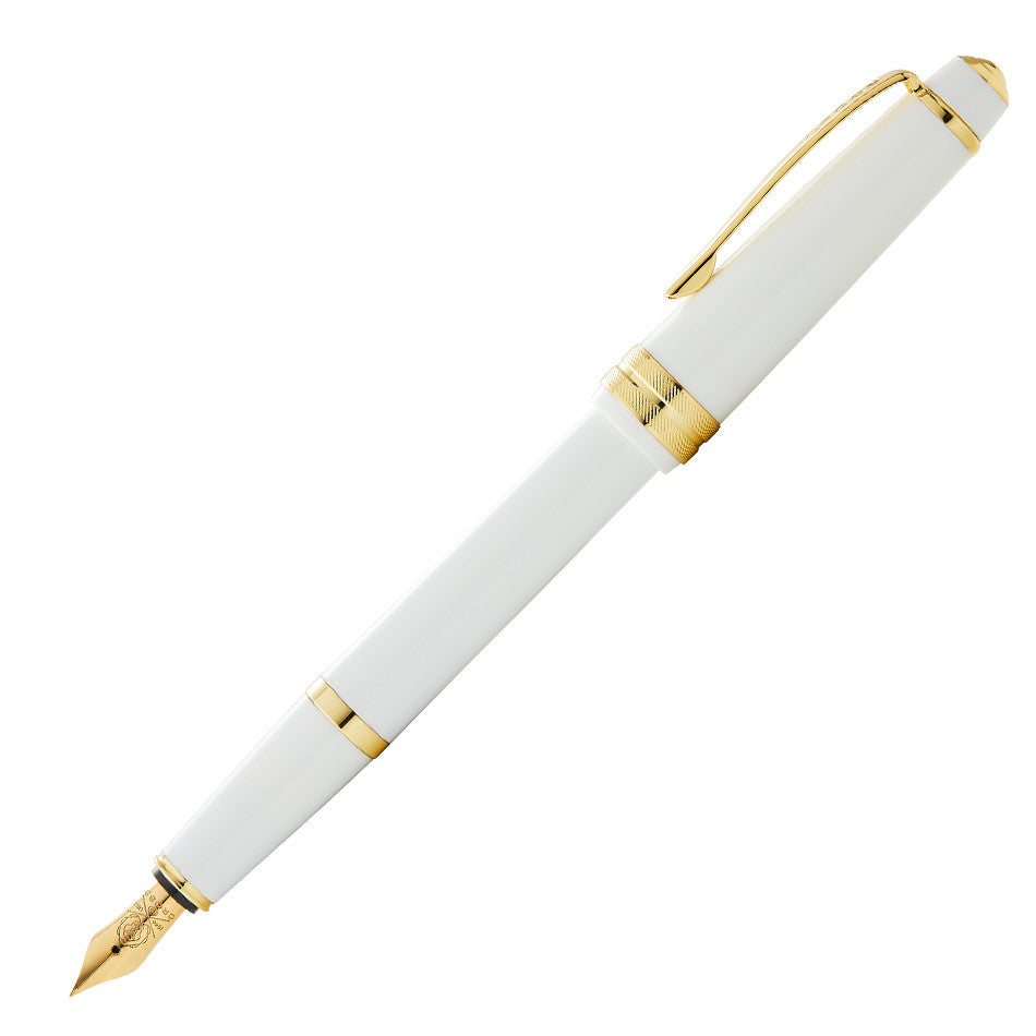 Cross Bailey Light Fountain Pen - White & Gold Trim Luxury Writing Instrument for Calligraphy, Journaling & Office Use