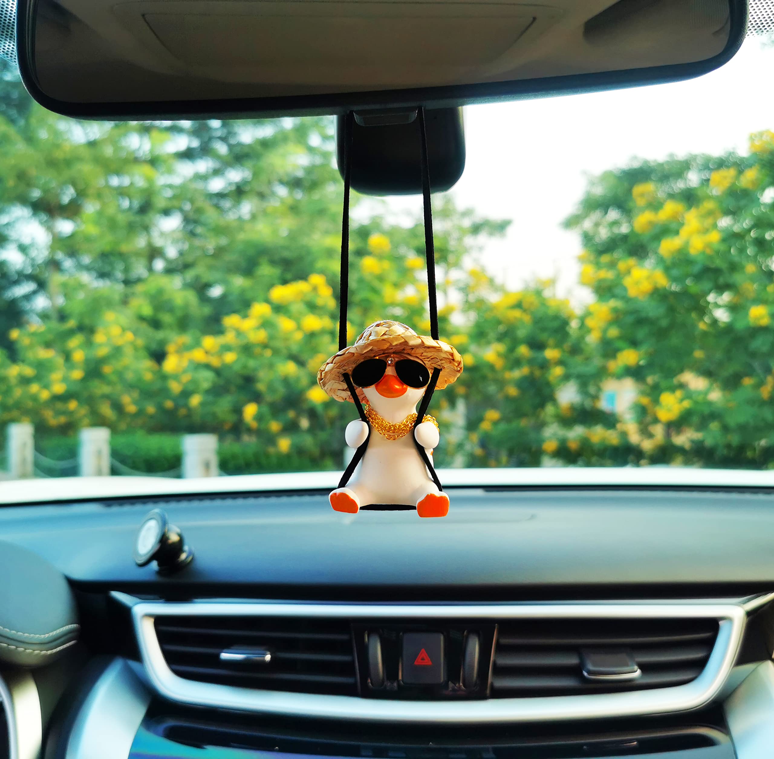 Cool Swinging Duck Car Hanging Ornament - Funny Rear View Mirror Accessories for Cars & Trucks | Cute Car Charms for Teens, Men & Women | Perfect for Road Trips & Daily Commutes