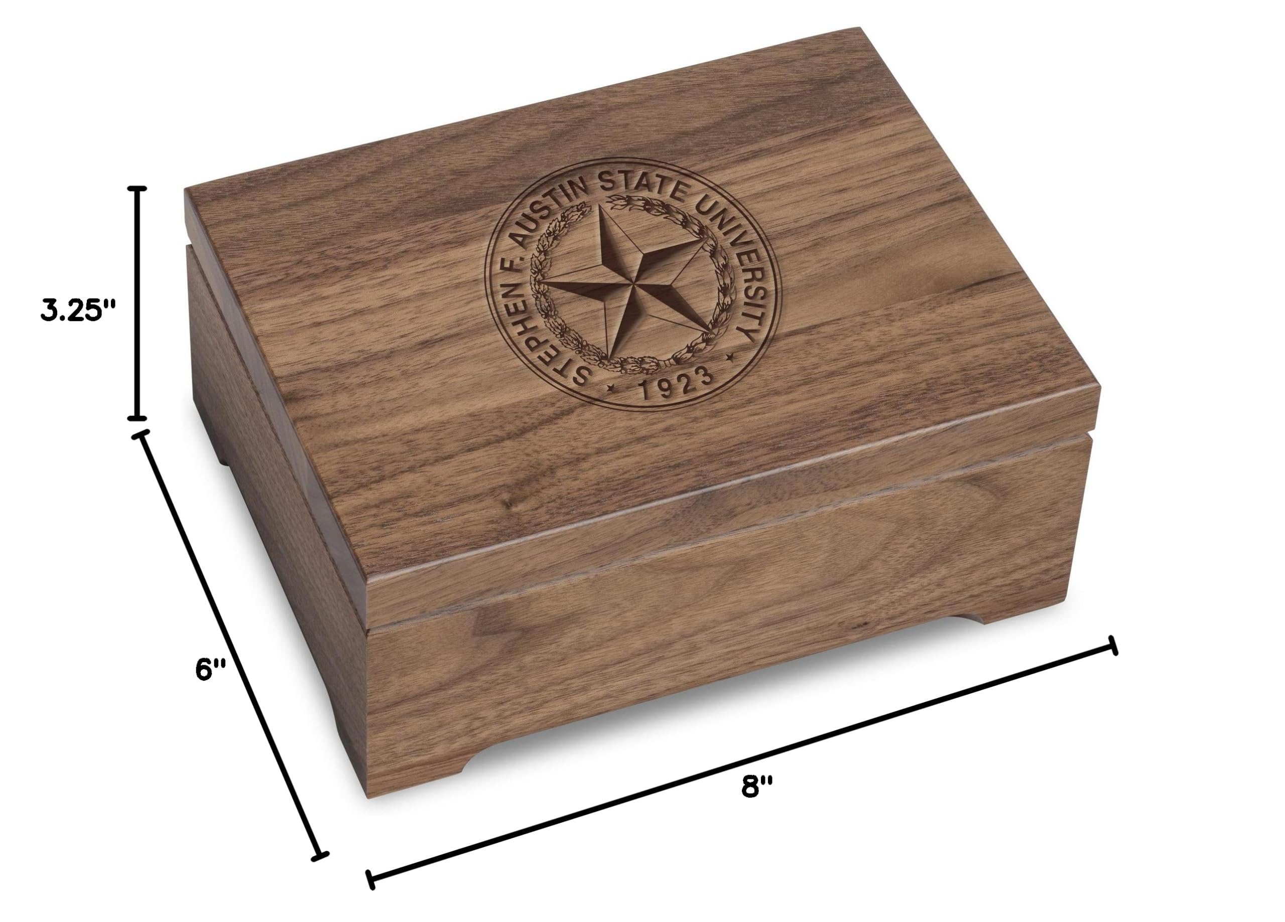 Solid Walnut Wood Desk Organizer Box - Handcrafted M. LA HART SFASU Office Storage Box for Pens, Notebooks & Supplies - Perfect for Home Office, Study Desk & Workspace Organization