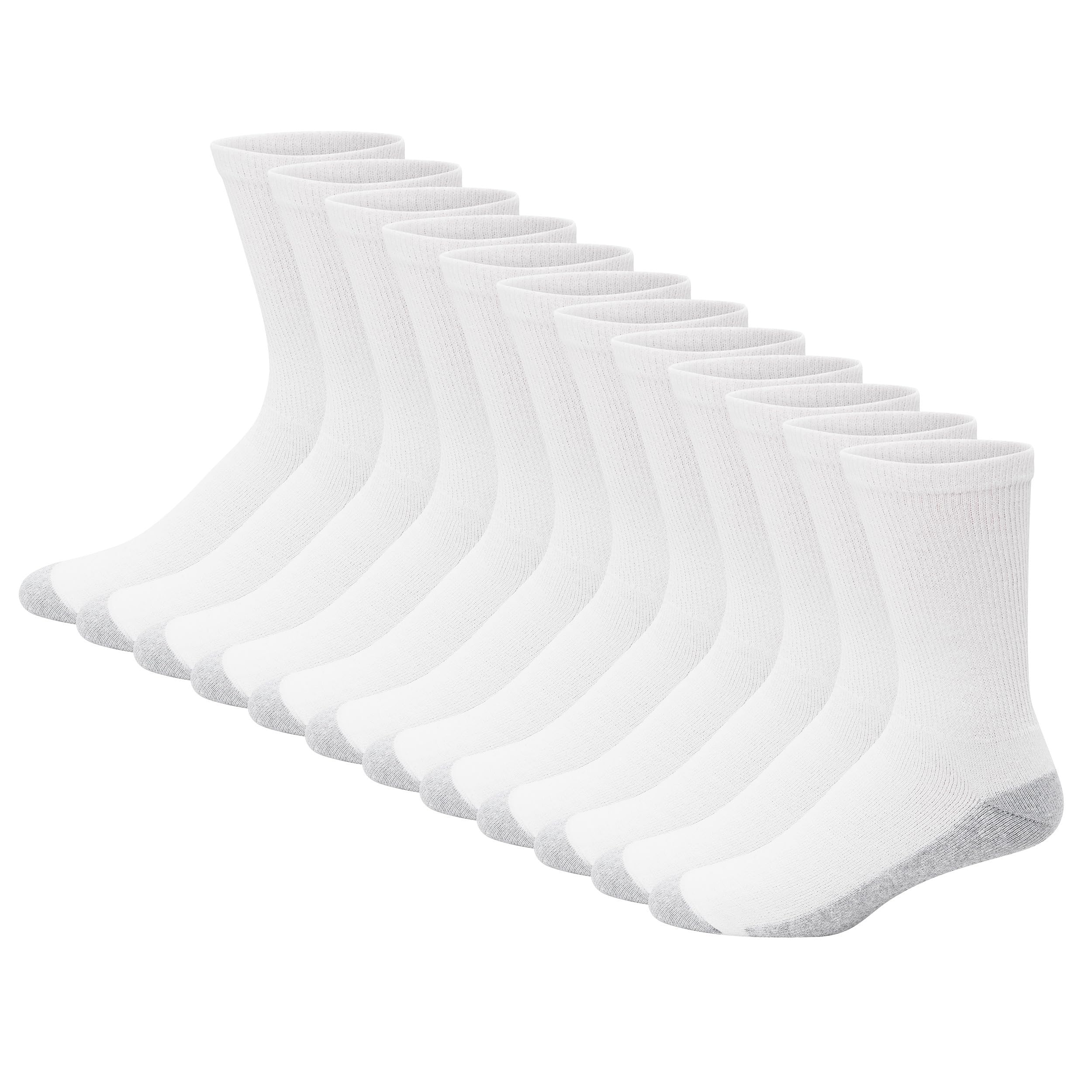 Hanes Men's Double Tough Crew Socks 12-Pair Pack - Durable Cotton Work Socks for Everyday Wear, Sports & Outdoor Activities
