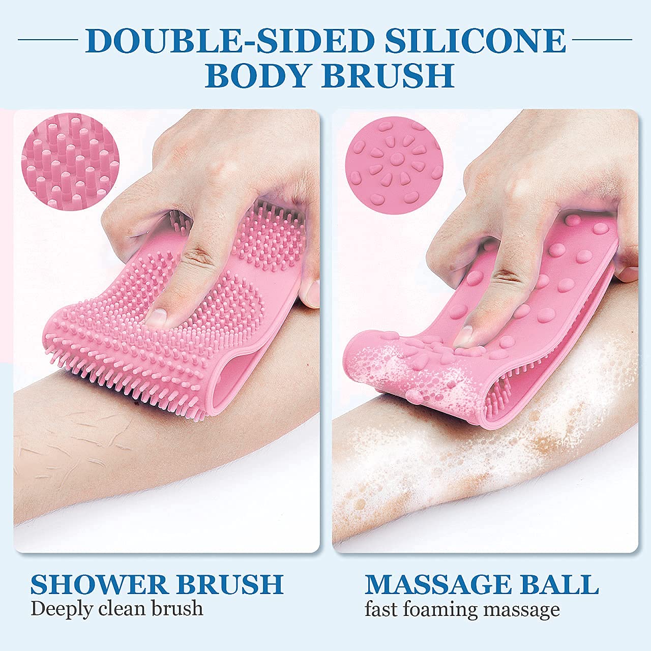 Aprime Adda Bath Brush with Long Handle - Exfoliating Back Scrubber for Dead Skin Removal - Body Wash Brush for Men, Women & Kids - Multicolor 2-Pack - Perfect for Shower, Spa & Daily Skincare Routine