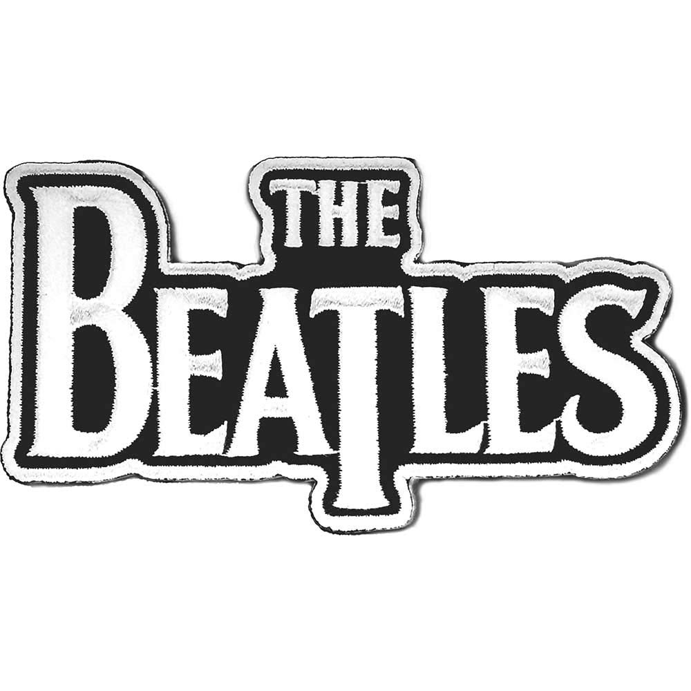 The Beatles Classic Embroidered Sew or Iron On Patch - Drop T Logo White Iron On Applique for Jackets, Bags & DIY Crafts | Vintage Band Merchandise for Music Fans