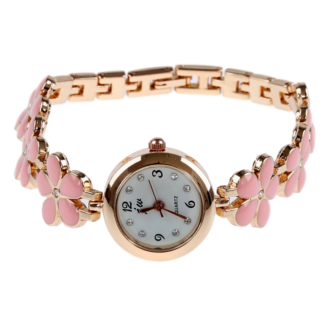 Domire Women's Chic Floral Bracelet Watch - Elegant Daisies & Roses Design with Golden Accents | Perfect for Casual Wear, Office, and Special Occasions