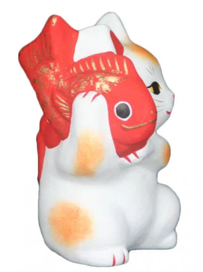 Nagahama Doll Japanese Maneki Neko (Beckoning Cat) White Lucky Cat Figure - Authentic Japanese Good Luck Charm for Home & Office Decor