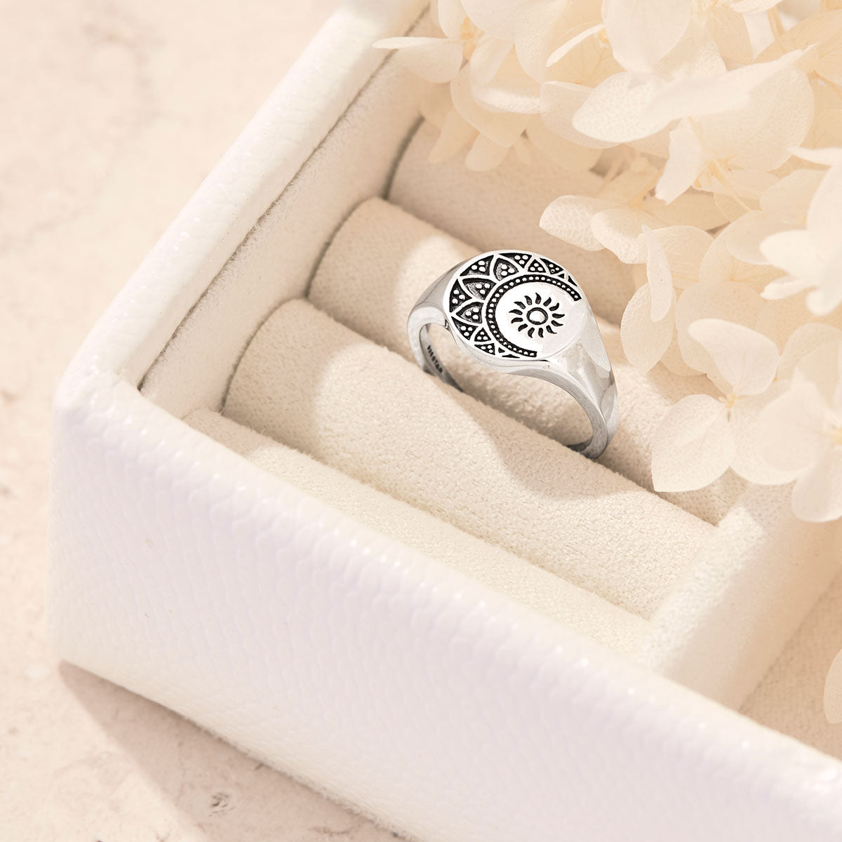 Mandala Deities Signet Ring - Spiritual Tibetan Buddhist Jewelry for Meditation & Yoga - Unique Handcrafted Silver Ring for Men & Women