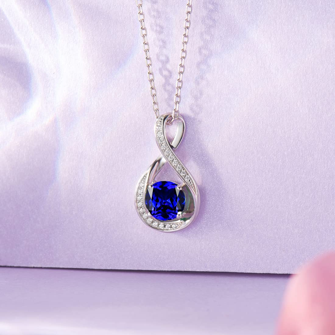 925 Sterling Silver Birthstone Necklace for Women - Infinity Pendant Necklace with Adjustable Chain | Personalized Birthday, Anniversary & Mother's Day Jewelry Gift for Her | Perfect for Everyday Wear, Special Occasions & Gift Giving