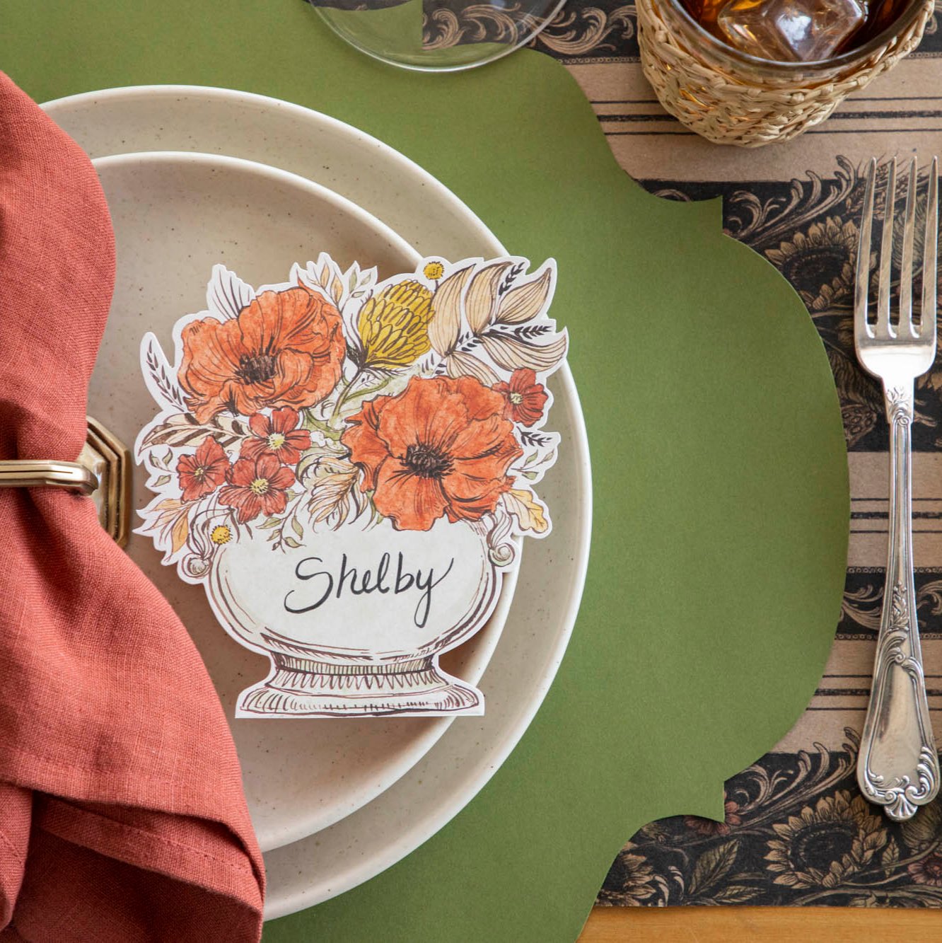 Eco-Friendly Green French Frame Placemat for Dining Table - Perfect for Home Decor, Parties, and Everyday Use