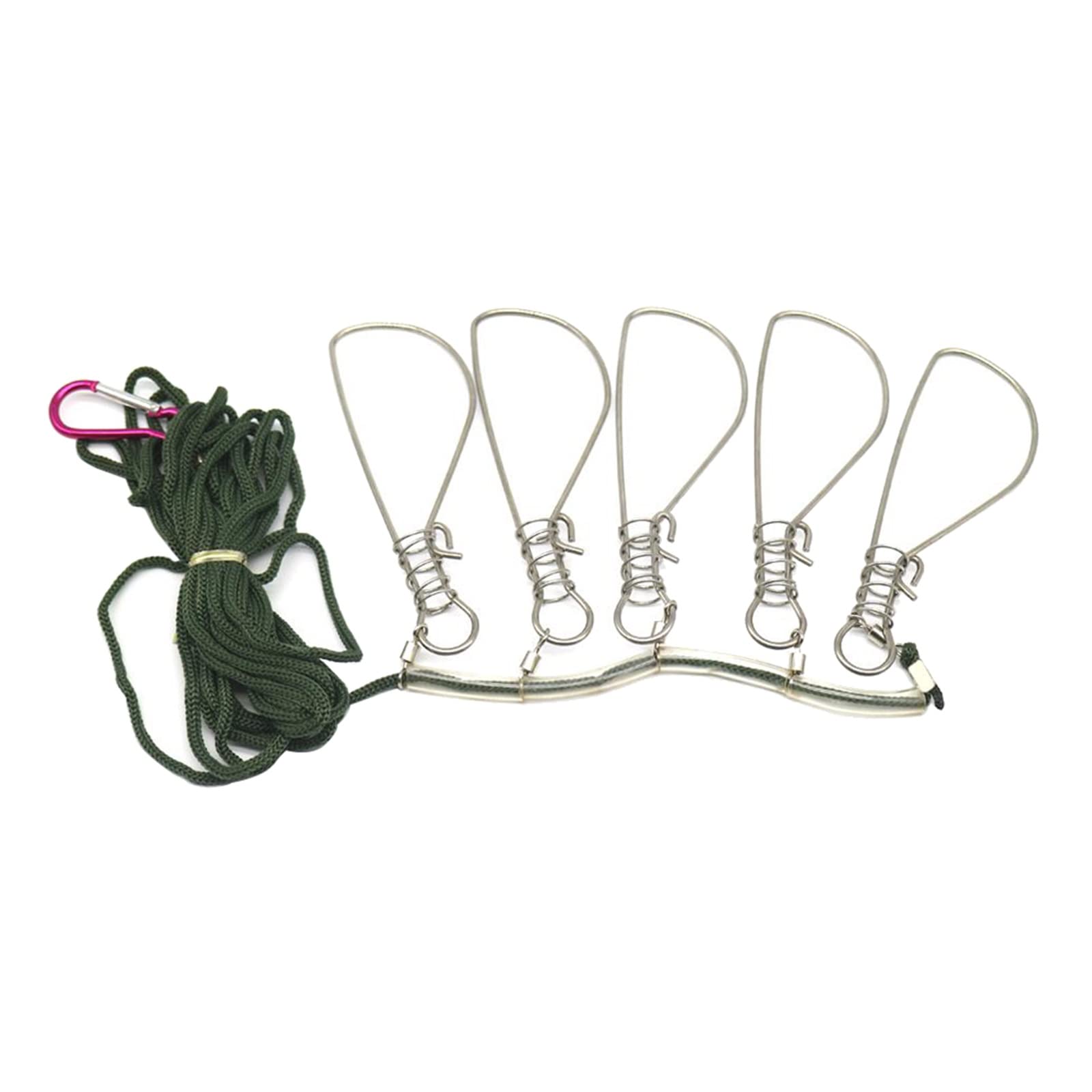LEIGE Stainless Steel Fish Stringer Clip with 5 Snaps - Heavy Duty Live Fish Lock Buckle for Lure Fishing, Kayak Fishing & Boat Fishing (Silver) - Secure Your Catch for Freshwater & Saltwater Angling