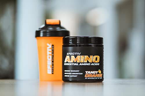 Efectiv Nutrition Amino 300g - Tangy Orange Flavor BCAA Powder for Muscle Recovery & Workout Performance | Pre & Post Workout Supplement for Athletes & Fitness Enthusiasts