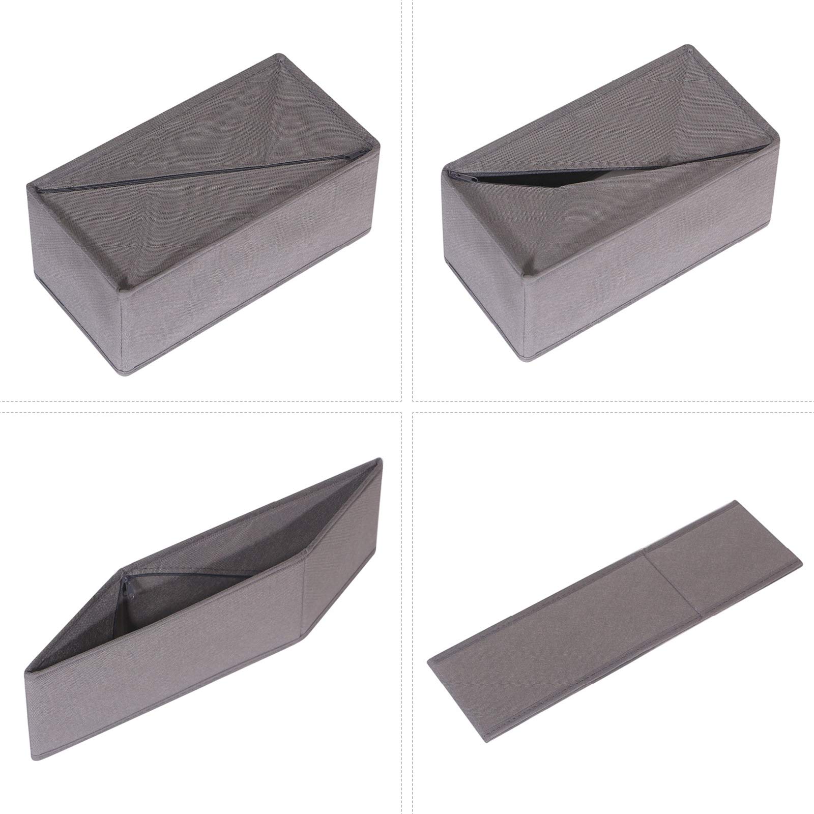 DIOMMELL 6 Pack Foldable Fabric Storage Bins - Closet Organizer Drawer Baskets for Clothes, Underwear, Socks & Lingerie (Medium, Grey) - Perfect for Bedroom, Nursery & Closet Organization