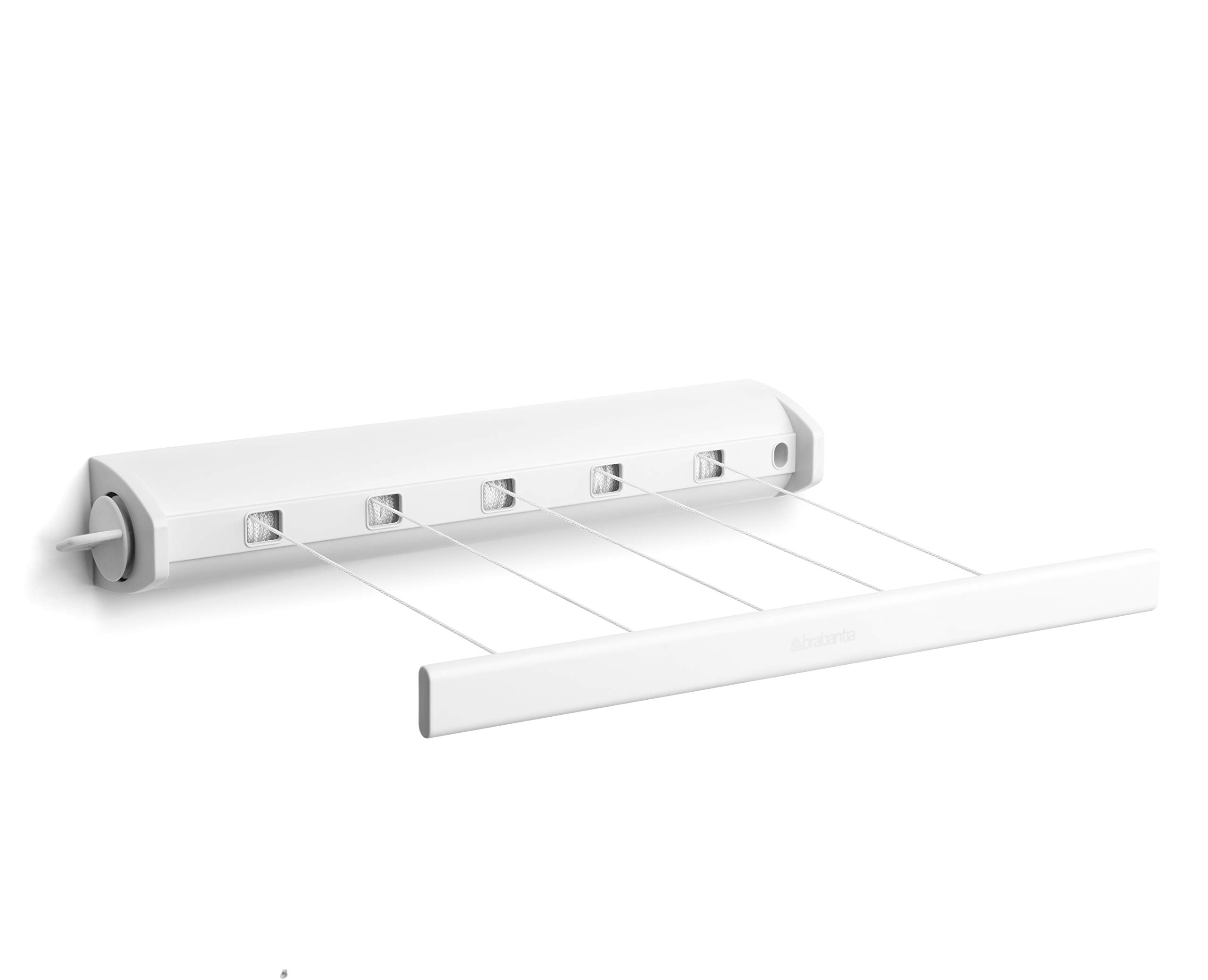 Brabantia Retractable Indoor Washing Line - White | Space-Saving Clothes Drying Rack for Small Apartments, Laundry Rooms & Balconies