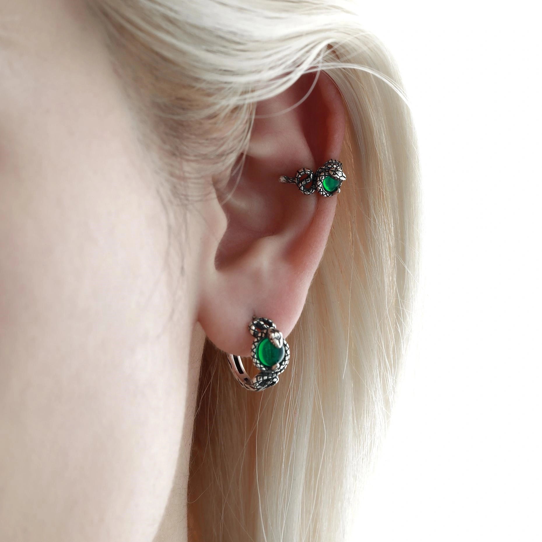 S925 Sterling Silver Snake Bite Energy Crystal Earrings for Women - Healing Crystal Jewelry for Chakra Balancing & Spiritual Protection - Perfect for Yoga, Meditation & Everyday Wear