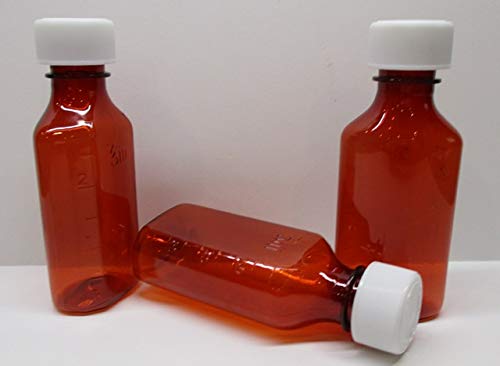 400 Pack 2oz Amber Plastic Medicine Bottles with Caps - Pharmaceutical Grade, Graduated Oval for Essential Oils, Herbal Tinctures & Supplements - Perfect for DIY, Pharmacy & Travel Use