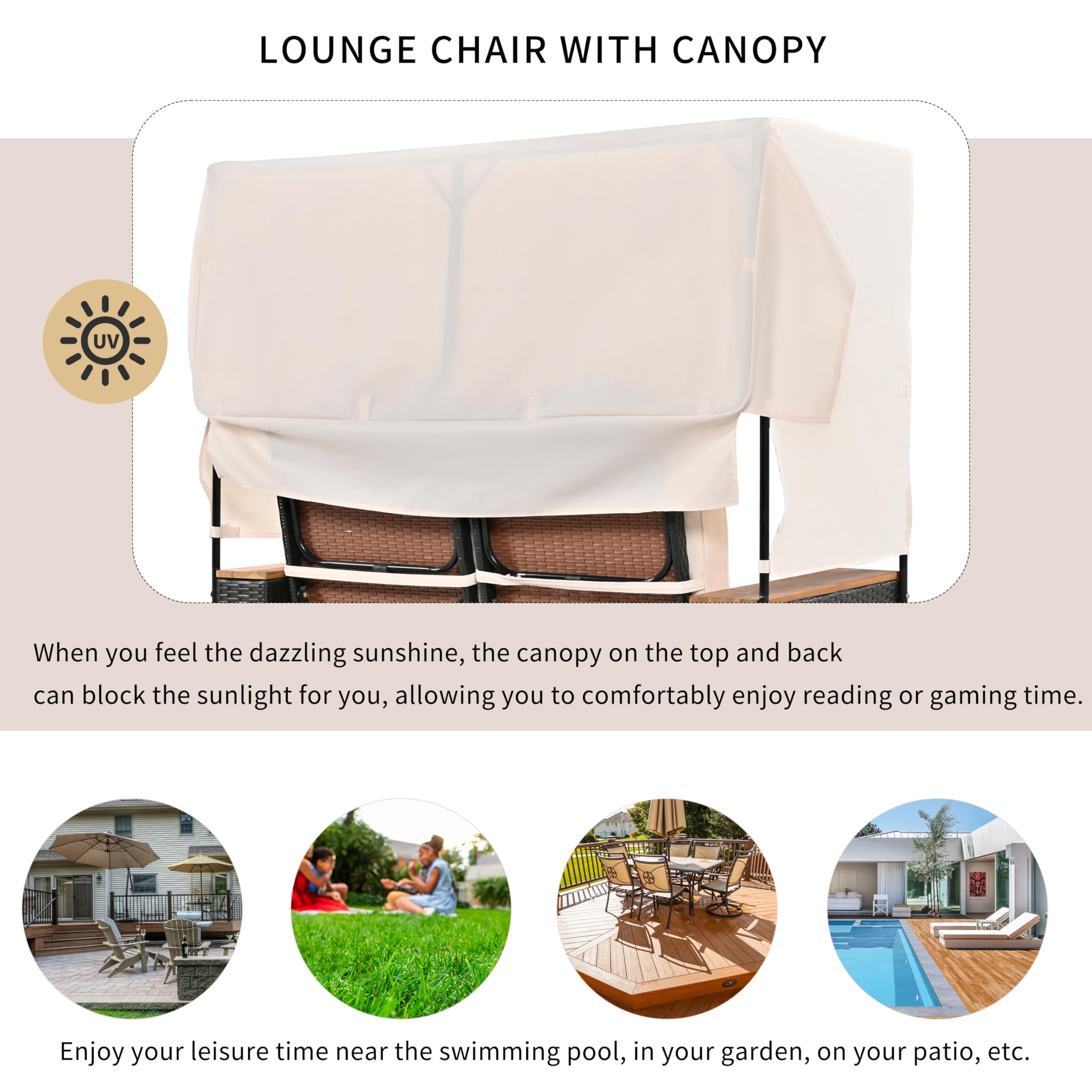 Merax 2-Piece Outdoor Rattan Patio Conversation Set with Adjustable Backrest - Waterproof Wicker Garden Furniture for Porch, Backyard, Balcony - Beige Lounge Bench Sofa Set for Relaxing & Entertaining Guests