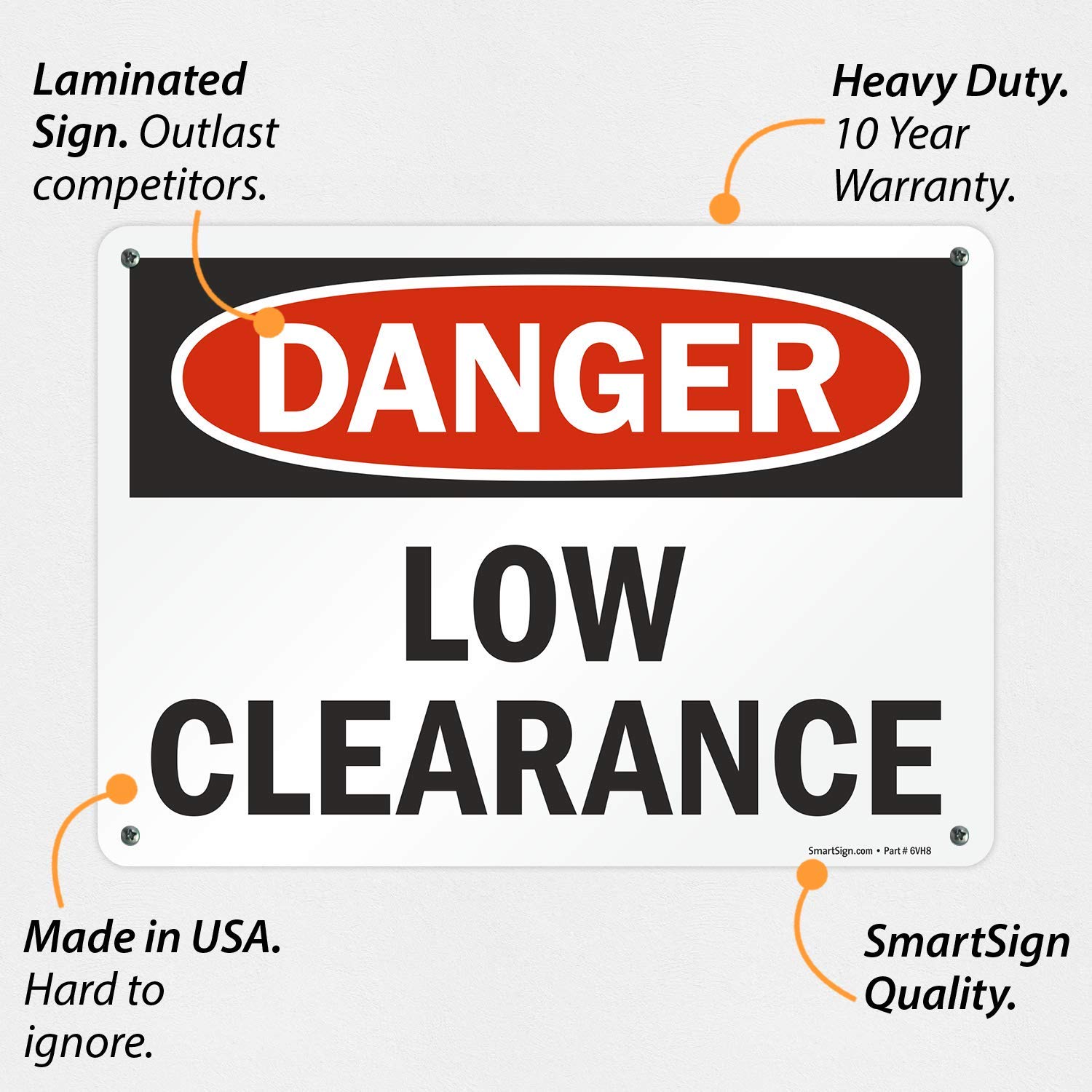 SmartSign 'Danger - Low Clearance' Aluminum Sign 10