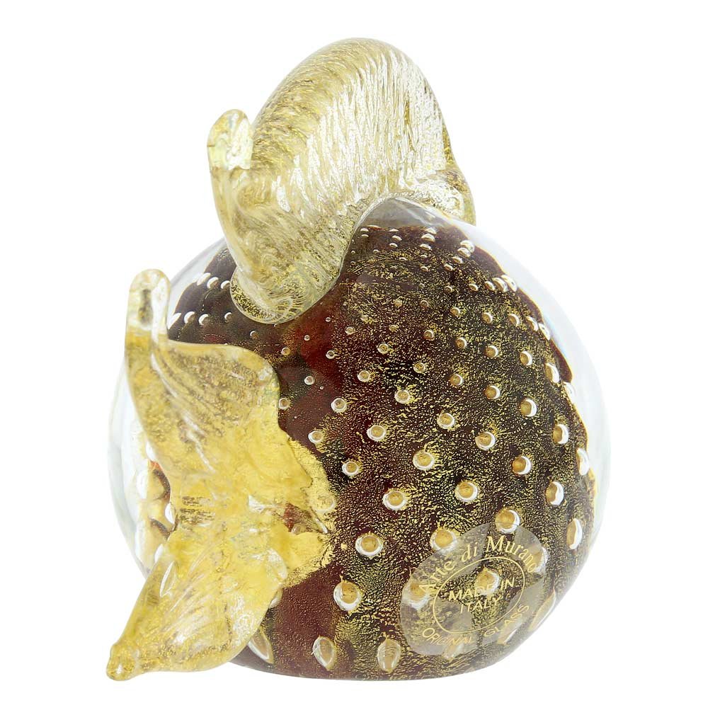 Authentic Murano Glass Bullicante Fish Sculpture - Handcrafted Red Venetian Art for Home Decor & Gift Ideas | Perfect for Living Room, Office, or Collection Display
