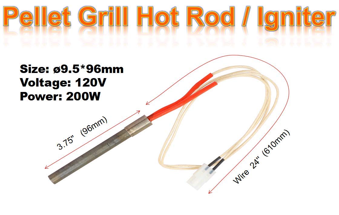 Heavy Duty Black Enamel Fire Pot & Hot Rod Ignitor Kit Replacement Parts for Traeger, Pit Boss & Camp Chef Pellet Grills | Durable BBQ Grill Accessories for Smoking, Grilling & Outdoor Cooking