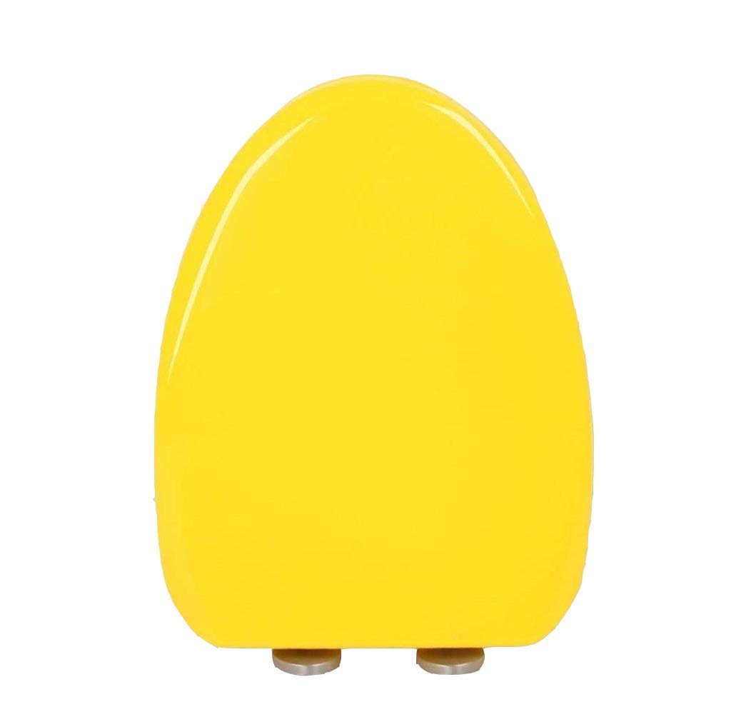 Adjustable V-Shaped Hinged Toilet Seat Cover - Ultra Durable Soft Close Top Mounted Toilet Seat for Bathroom Upgrade - Red & Yellow - Perfect for Modern Homes and Commercial Spaces